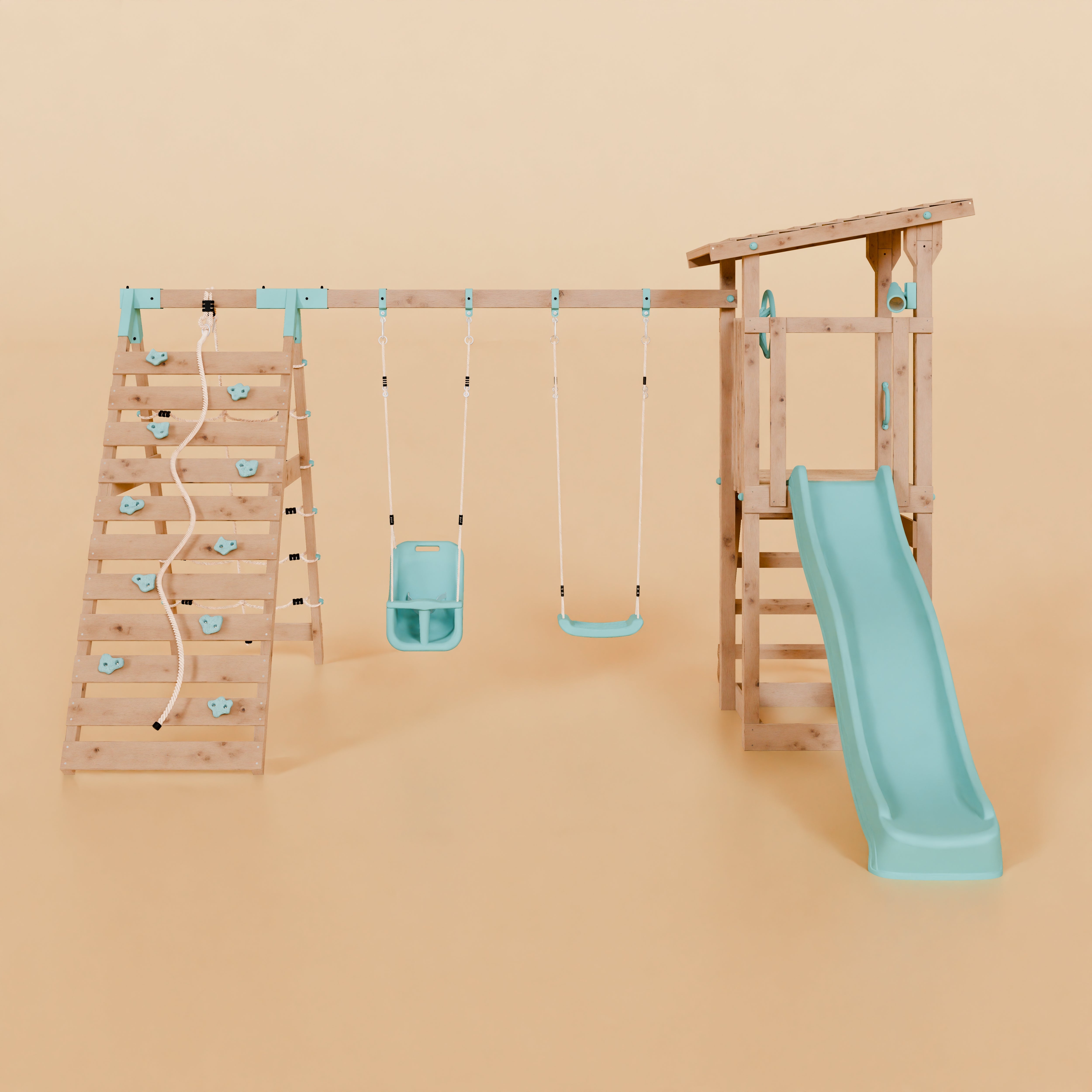 Climbing Frame With Double Swing & Climbing Wall - Willow Way VIII
