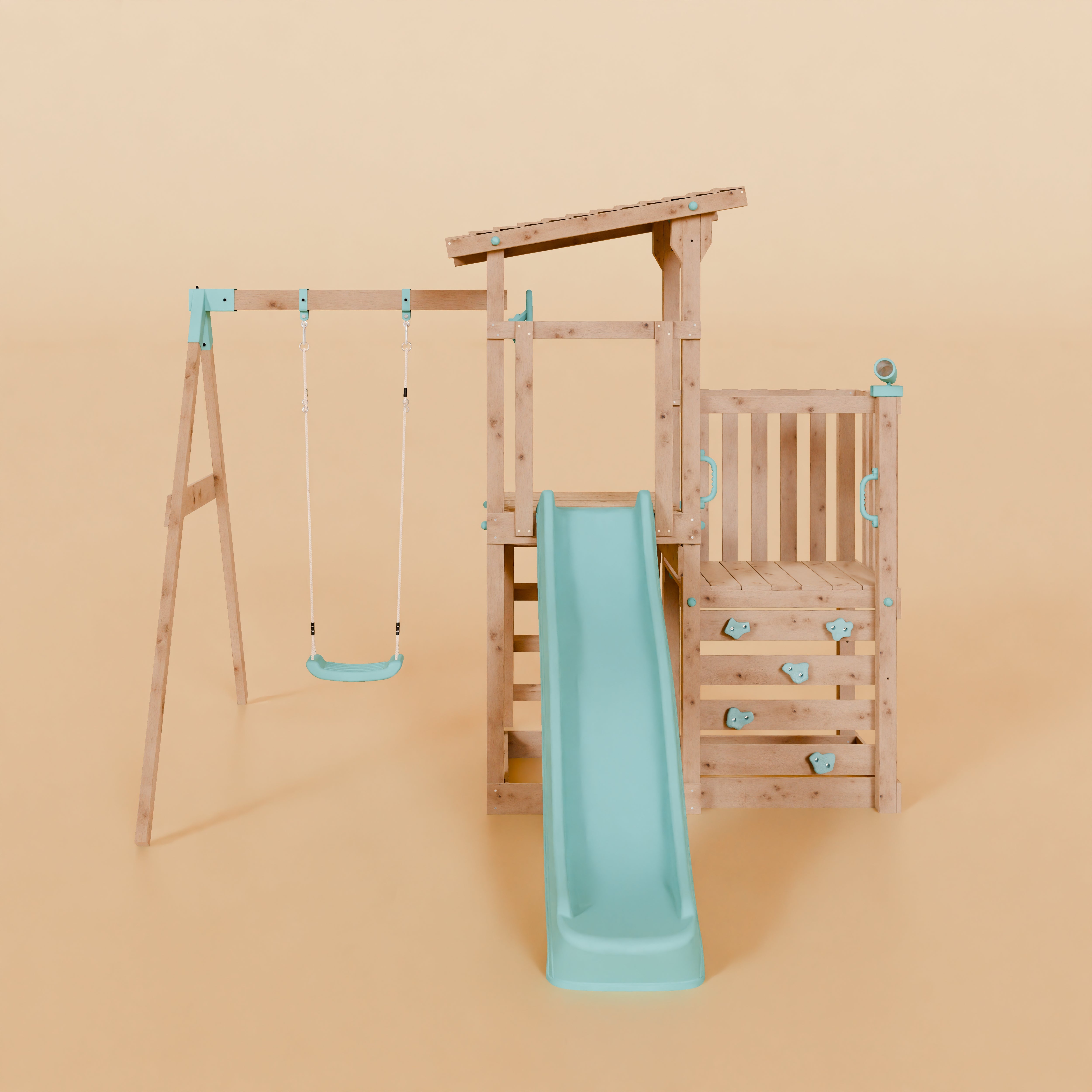 Climbing Frame With Step Up & Single Swing - Acorn Valley I