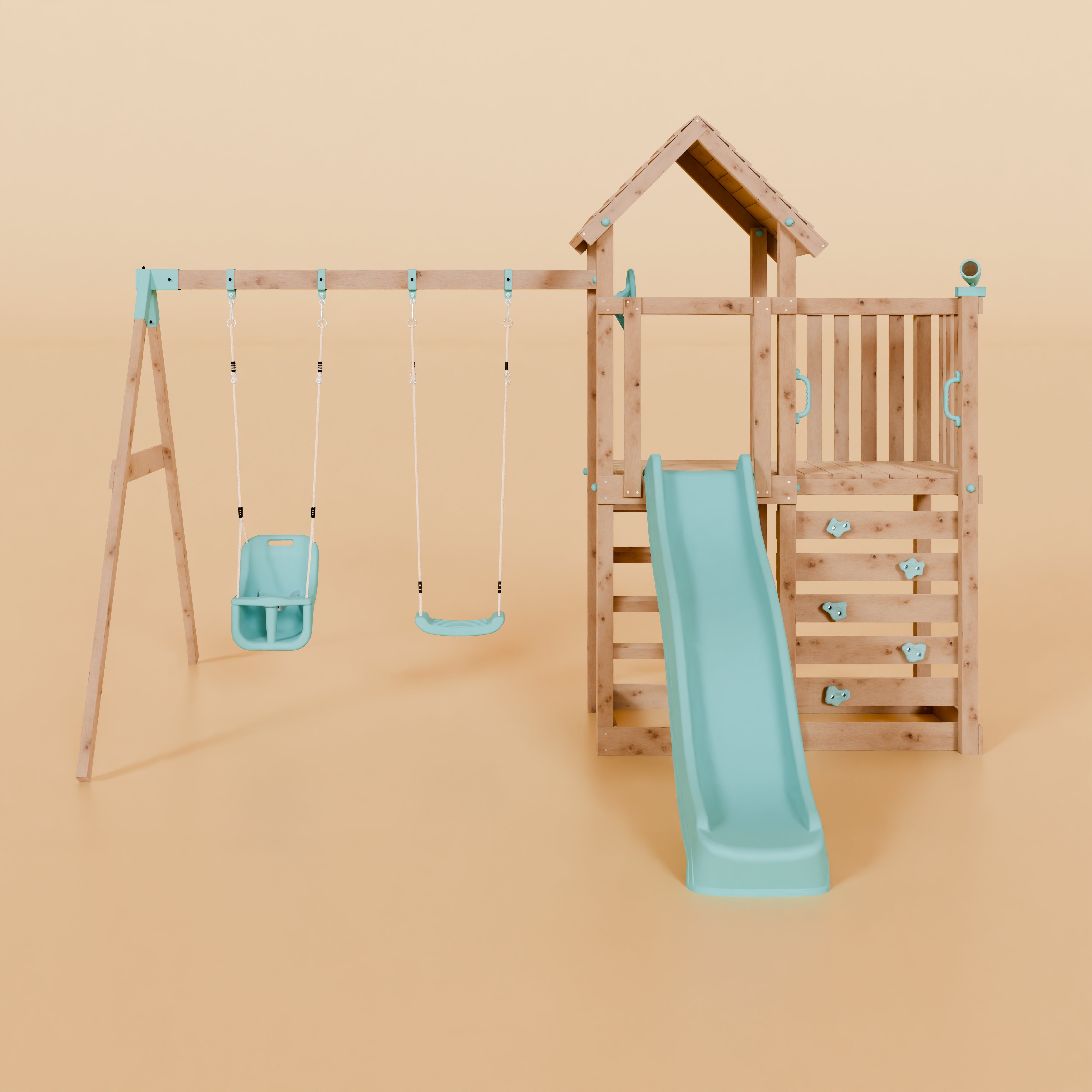Climbing Frame With Extension & Double Swing - Thristlethorne Trail IV
