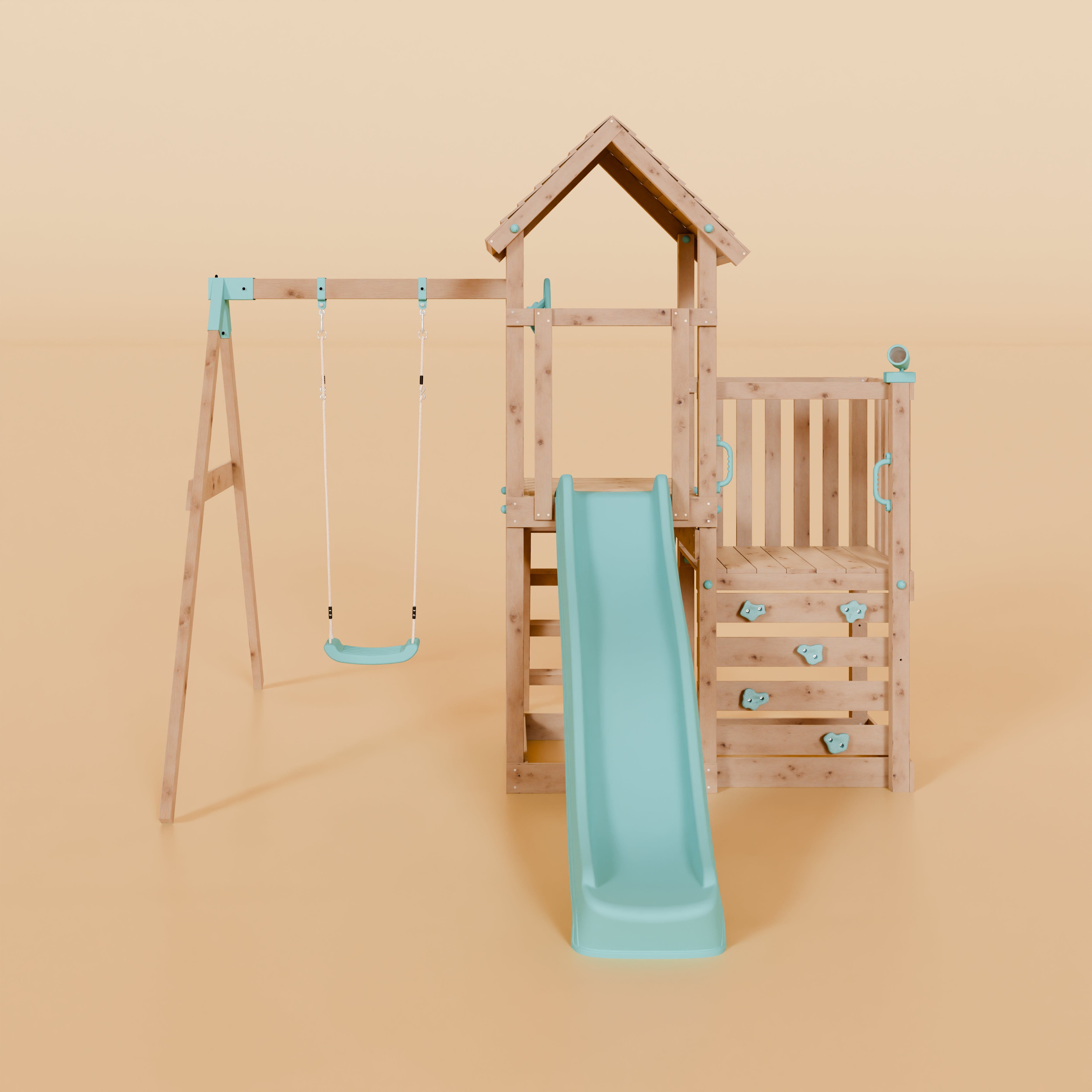 Climbing Frame With Step Up & Single Swing - Shadowfern Glade I