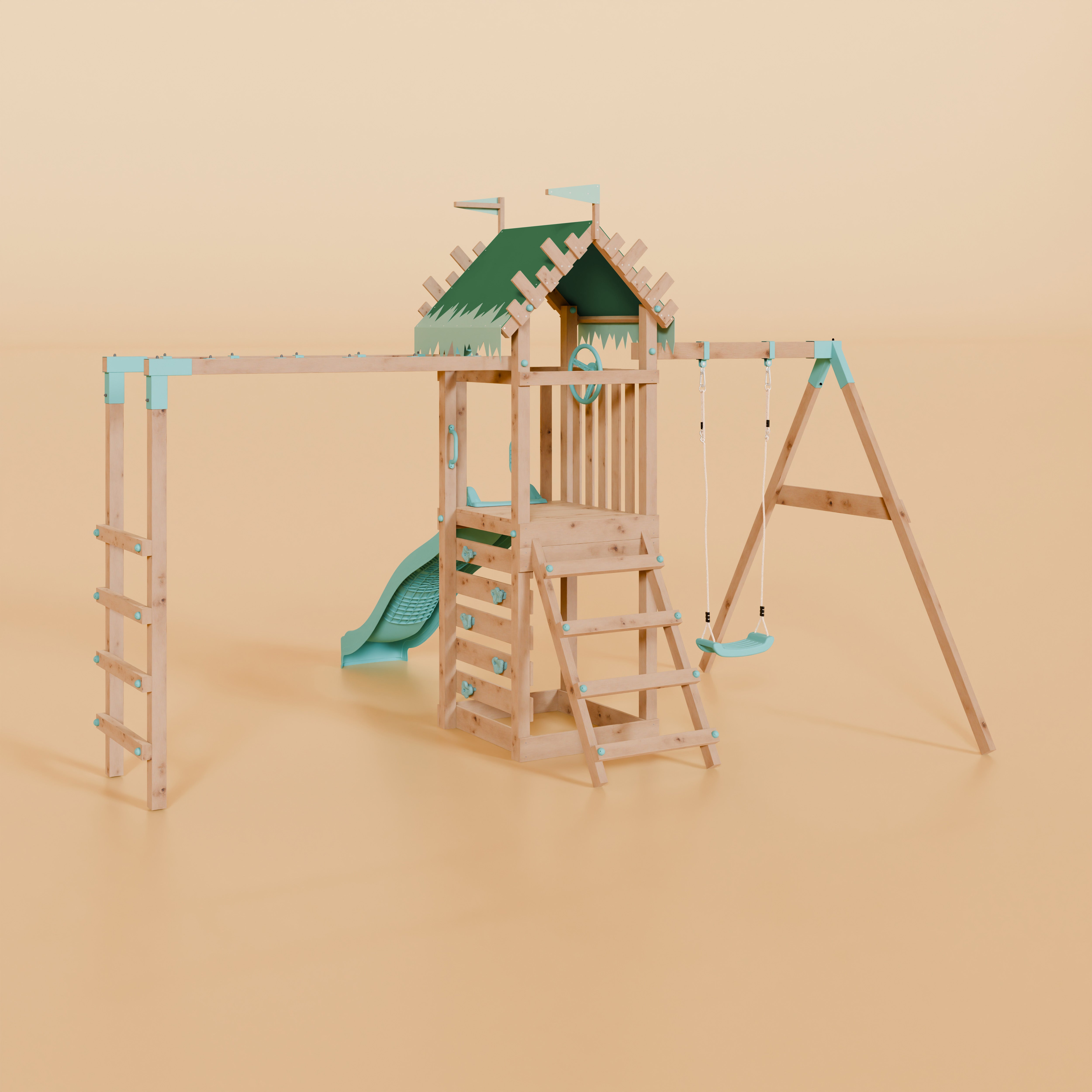 Climbing Frame With Single Swing & Monkey Bars - Ravenridge Grove I