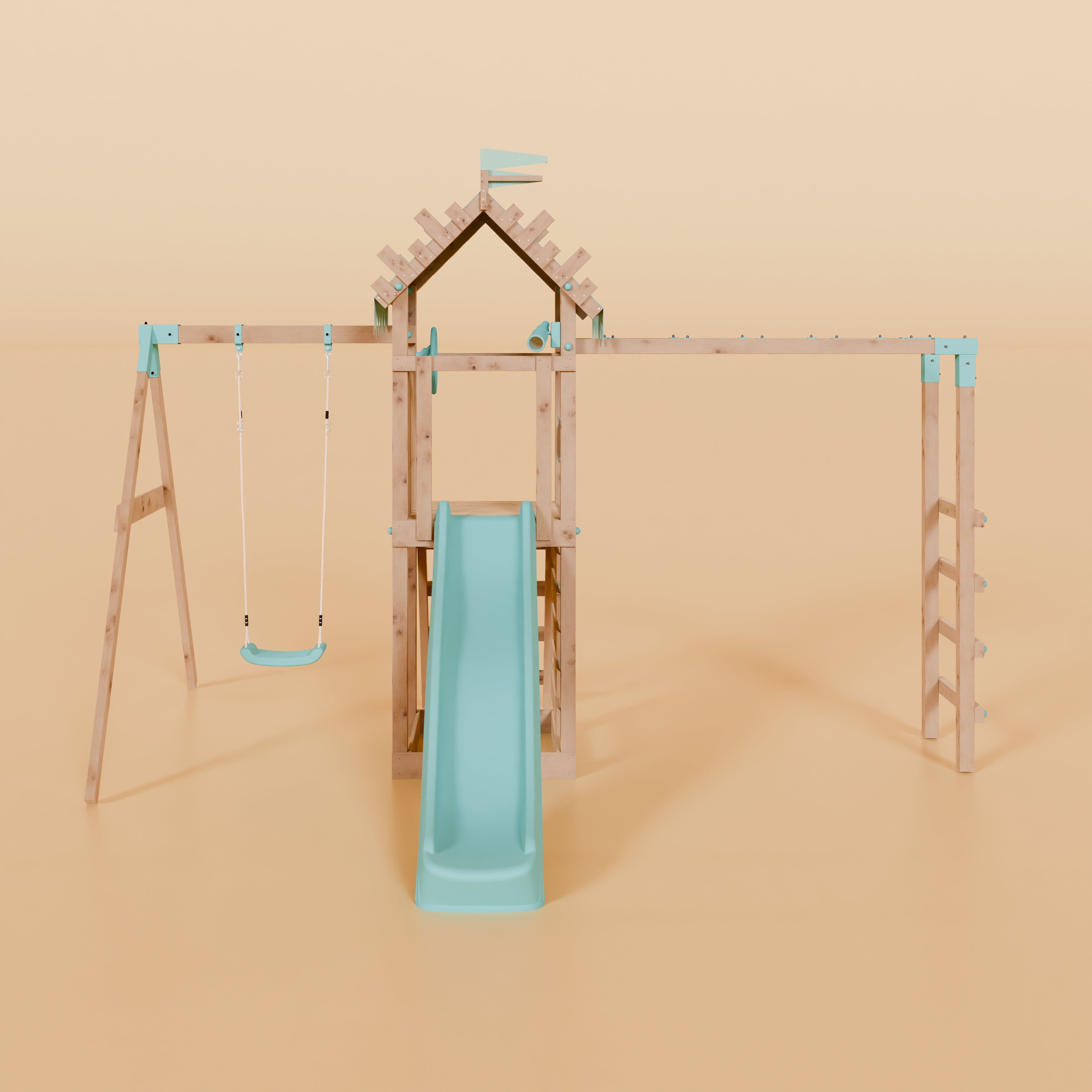Climbing Frame With Single Swing & Monkey Bars - Ravenridge Grove I