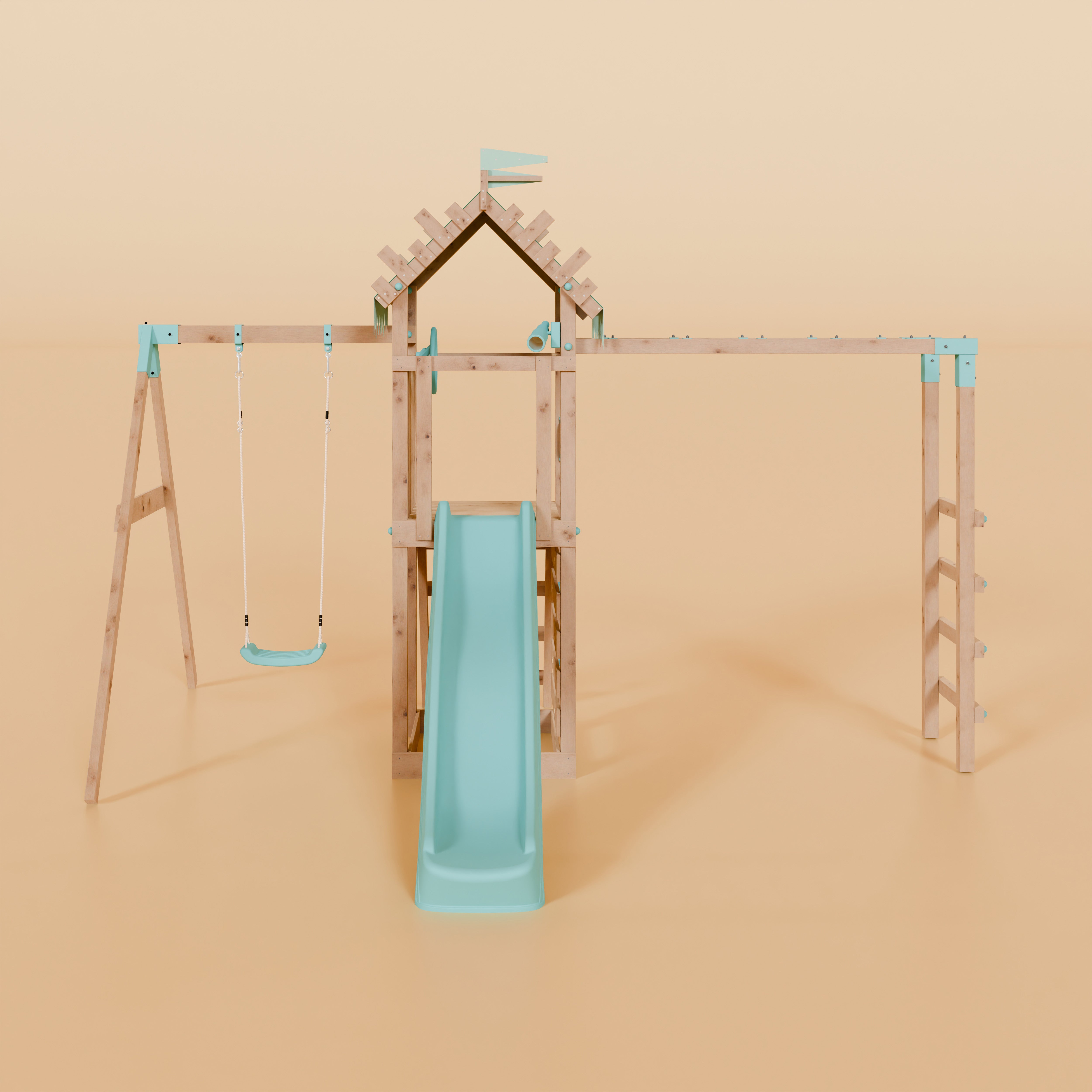 Climbing Frame With Single Swing & Monkey Bars - Ravenridge Grove I