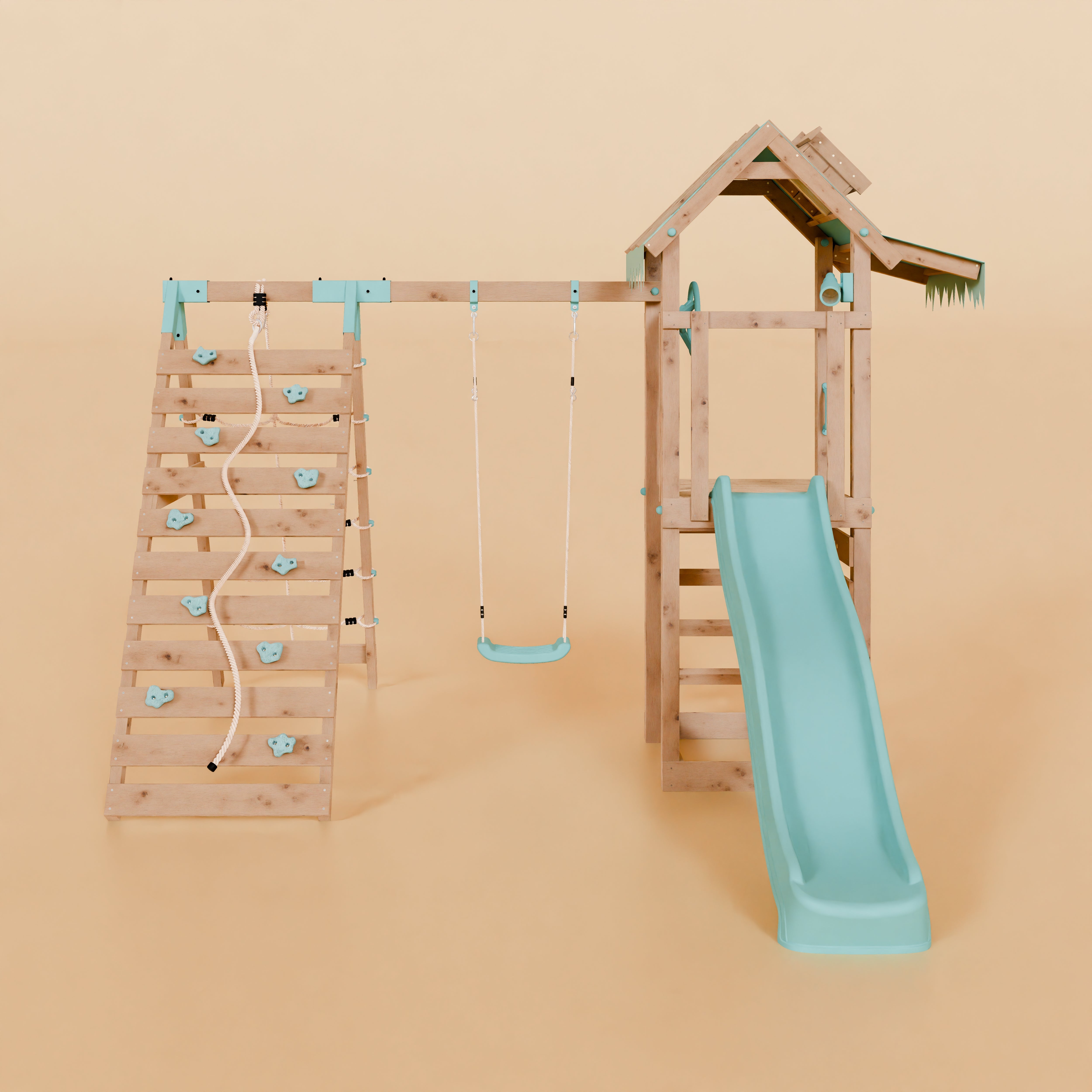 Climbing Frame With Single Swing & Climbing Wall - Elder Forest V