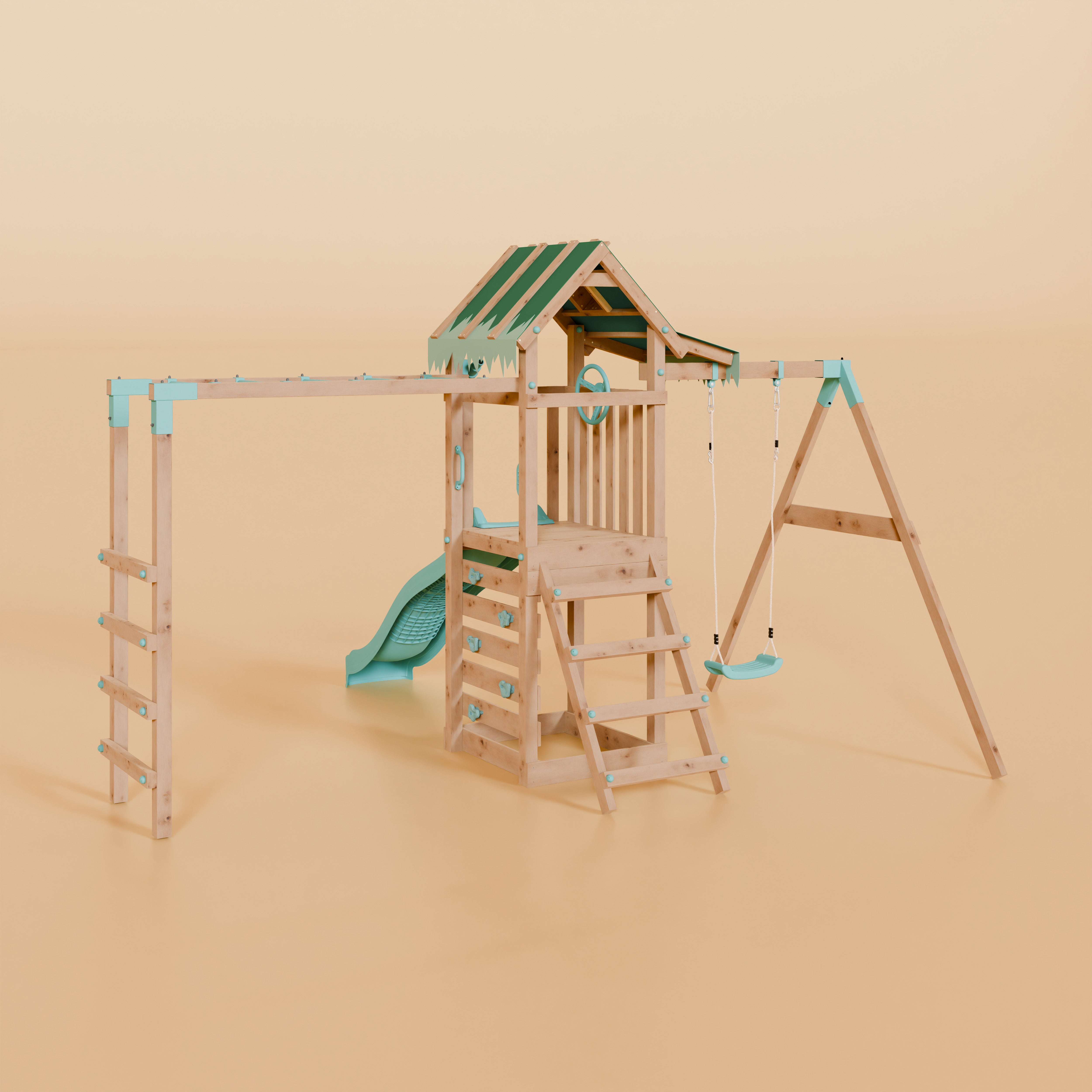 Climbing Frame With Single Swing & Monkey Bars - Faebrook Glade I