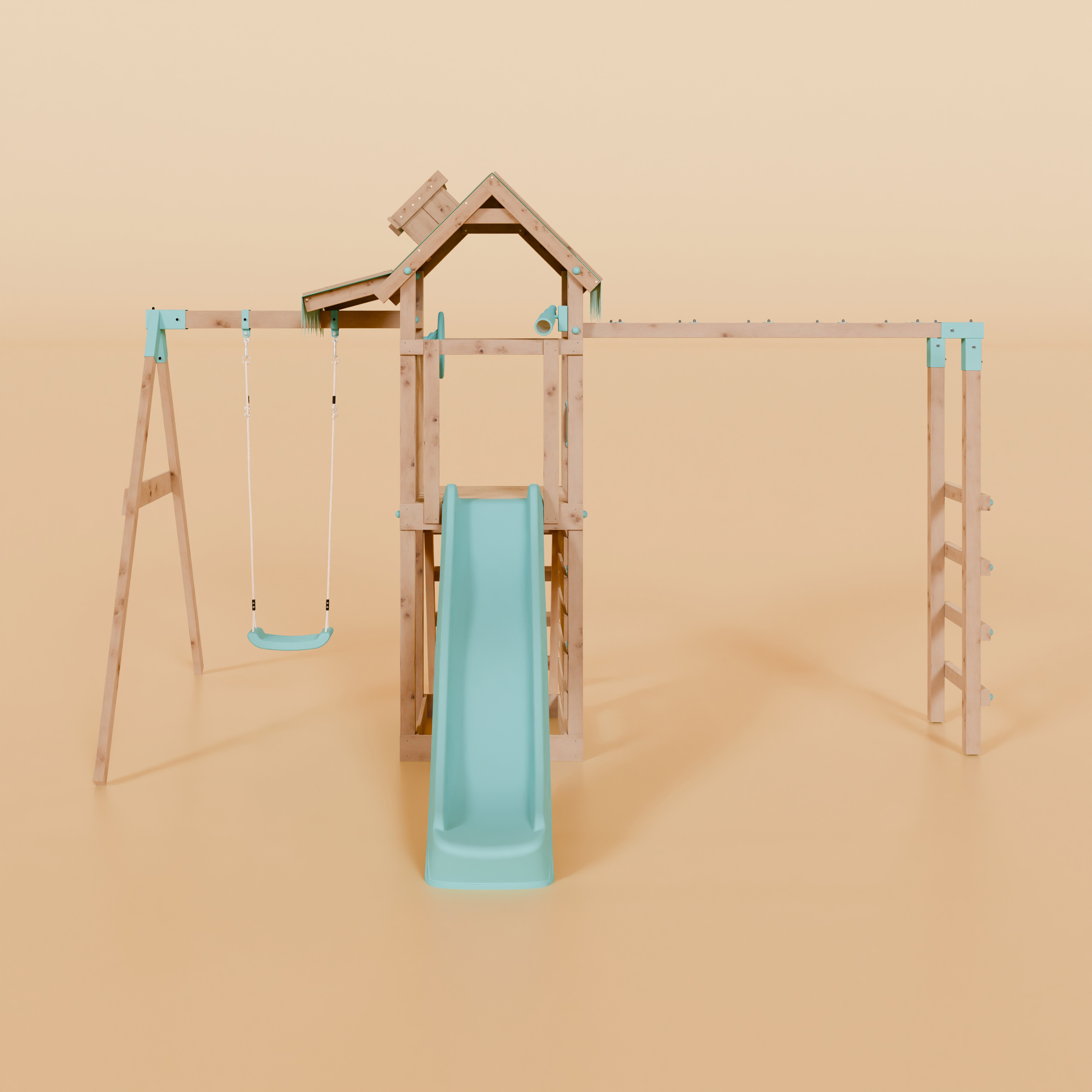 Climbing Frame With Single Swing & Monkey Bars - Faebrook Glade I