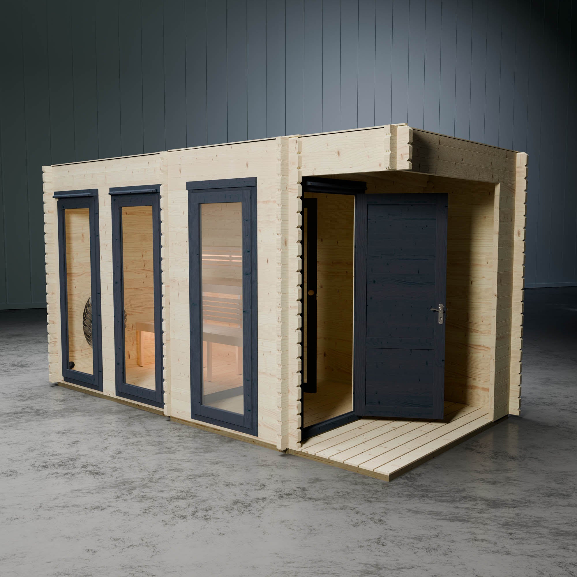 Novi Outdoor Sauna With Changing Room and Small Veranda