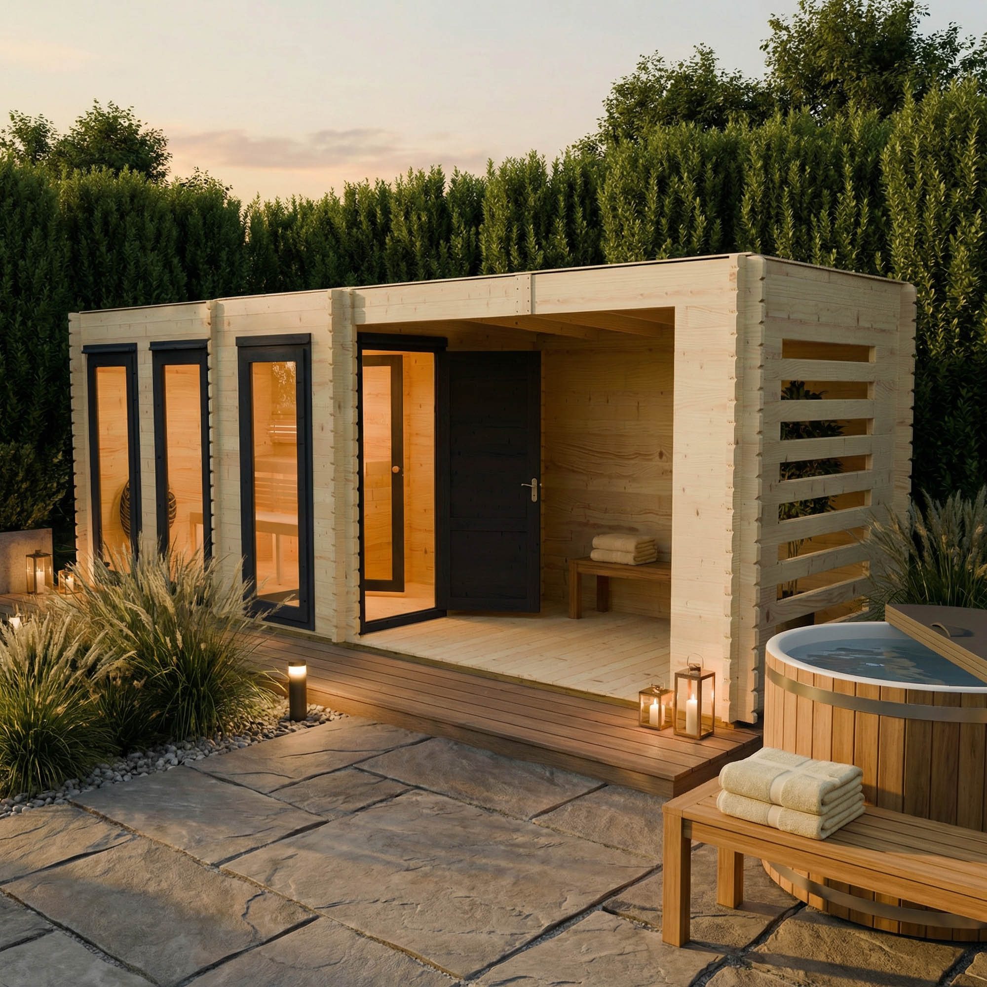 Novi Outdoor Sauna With Changing Room and Large Veranda