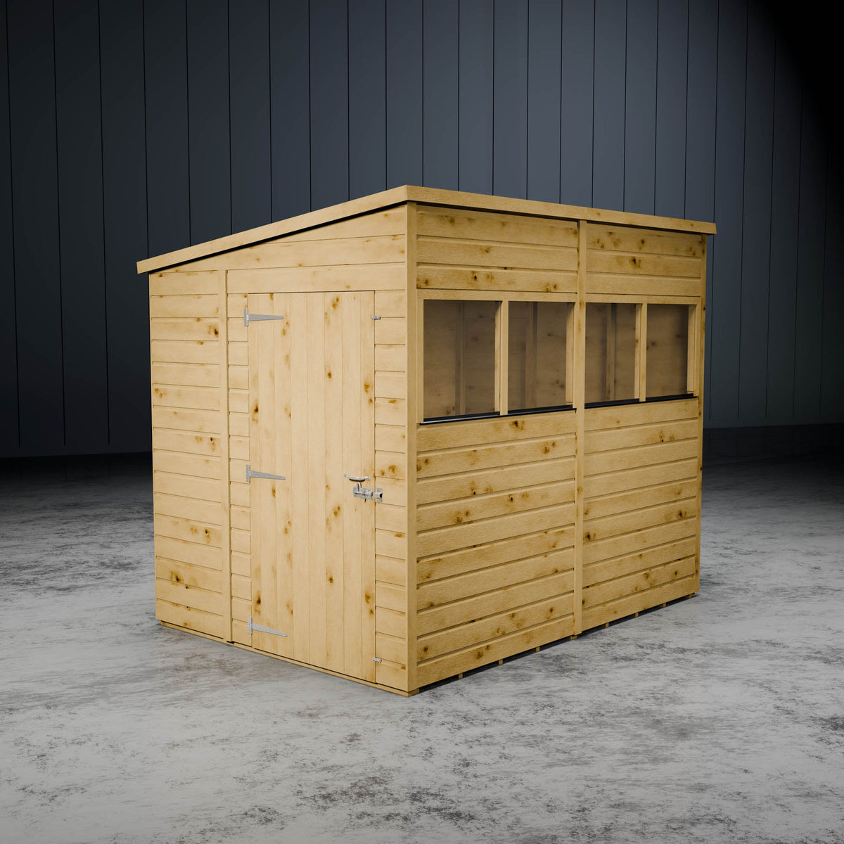 Wooden pent windowed shed