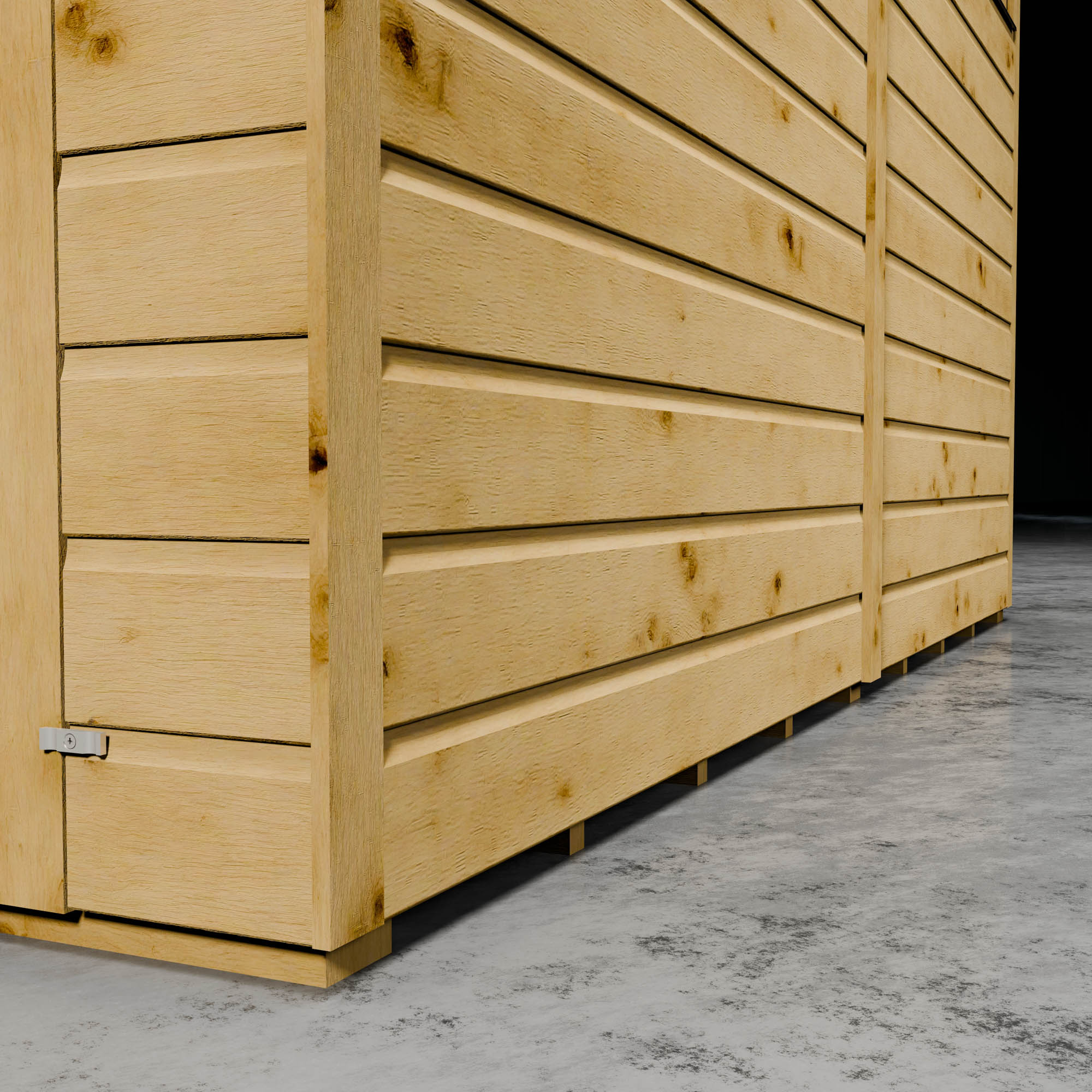 Shiplap cladding of a wooden shed.
