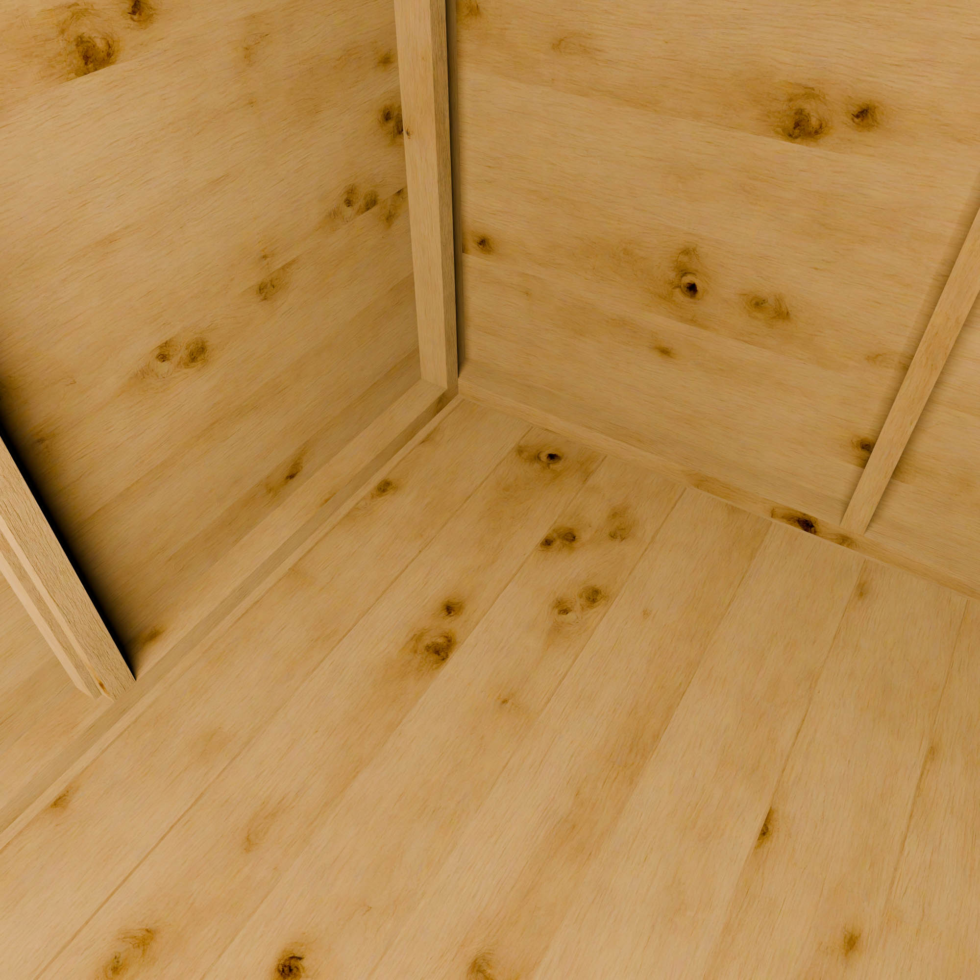 Close-up of a shed wooden floor with visible grain and texture