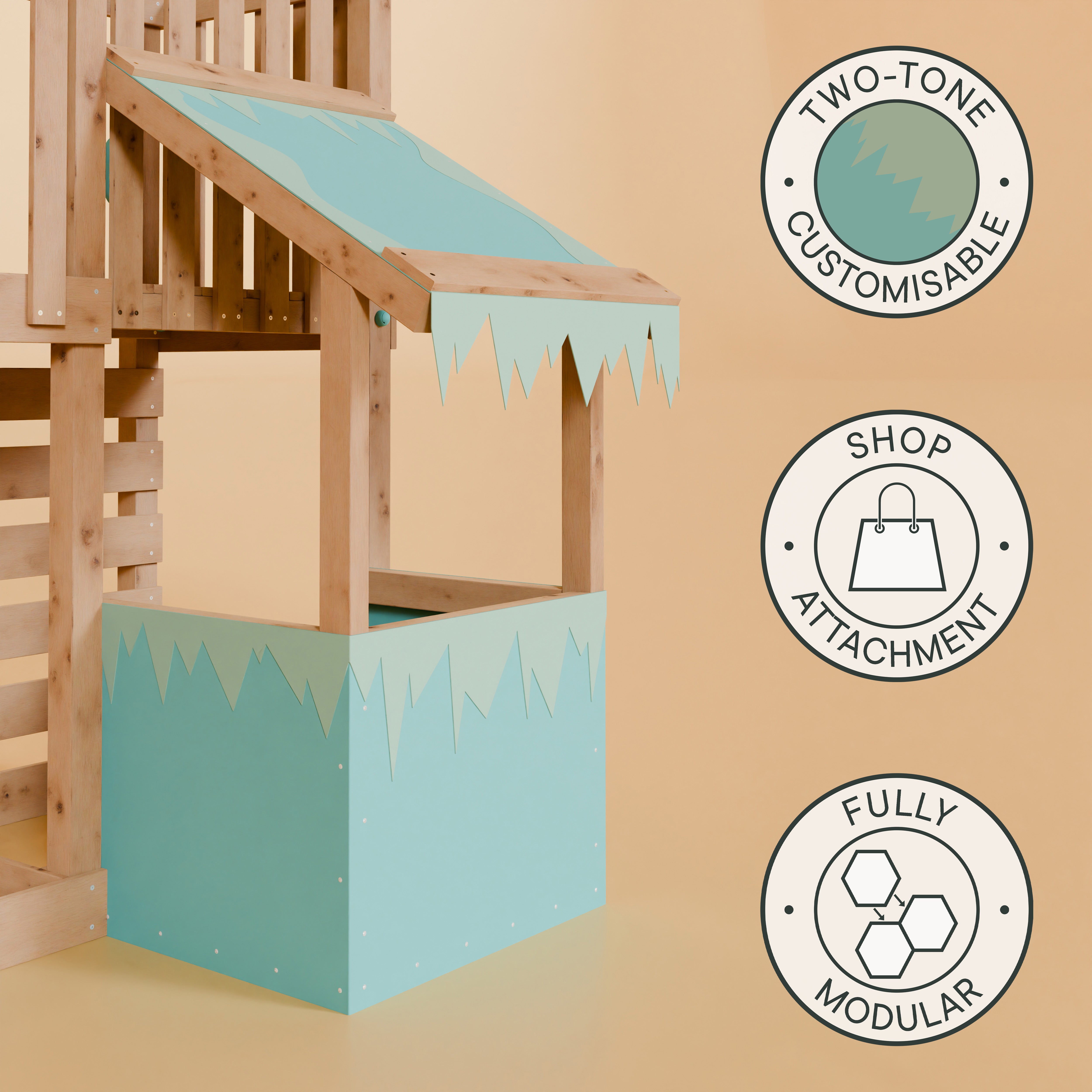 Extended Climbing Frame With Single Swing & Shop - Moonlit Hollow I