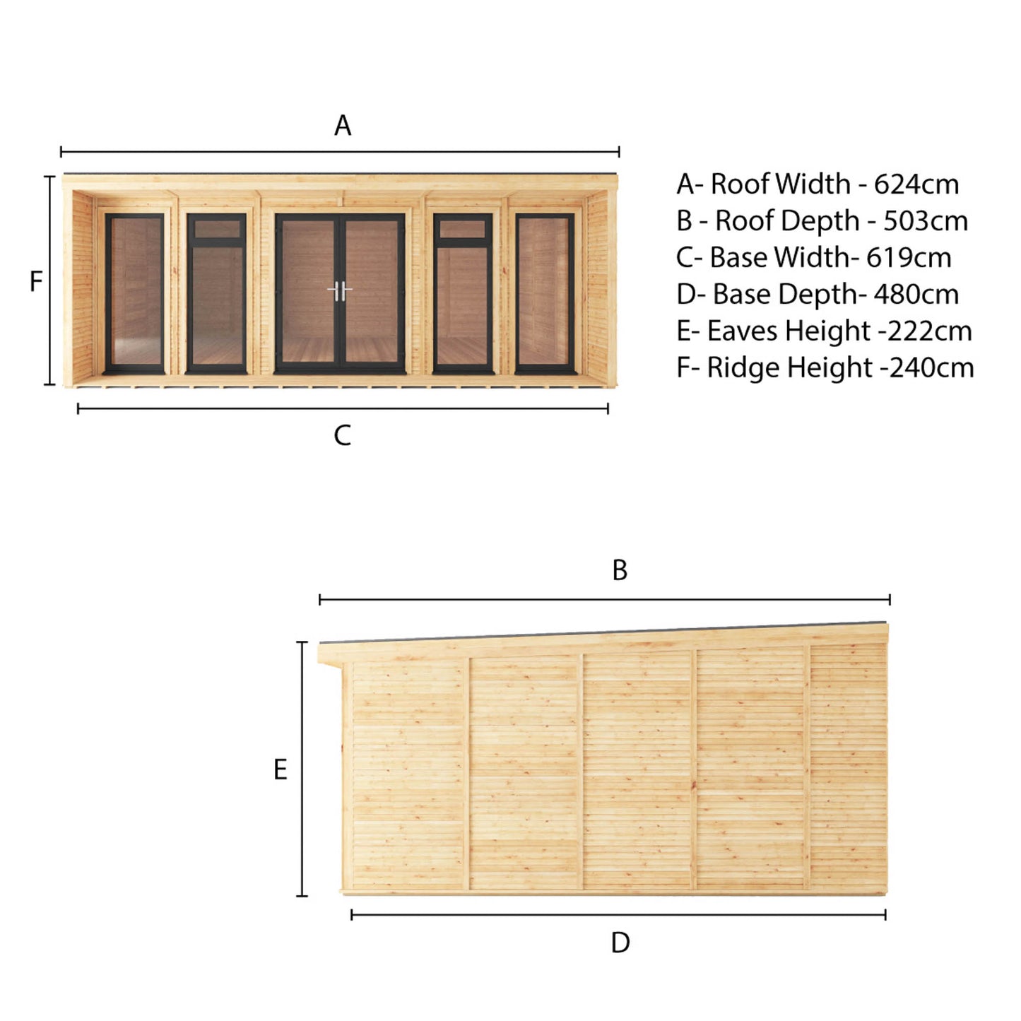 The Creswell 6m x 4m Premium Insulated Garden Room with Anthracite UPVC