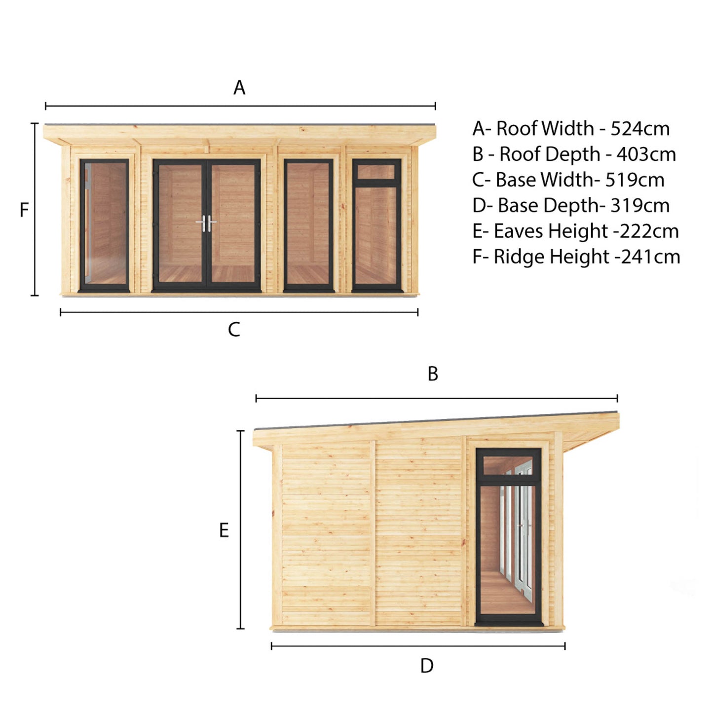 The Edwinstowe 5m x 3m Premium Insulated Garden Room with Anthracite UPVC