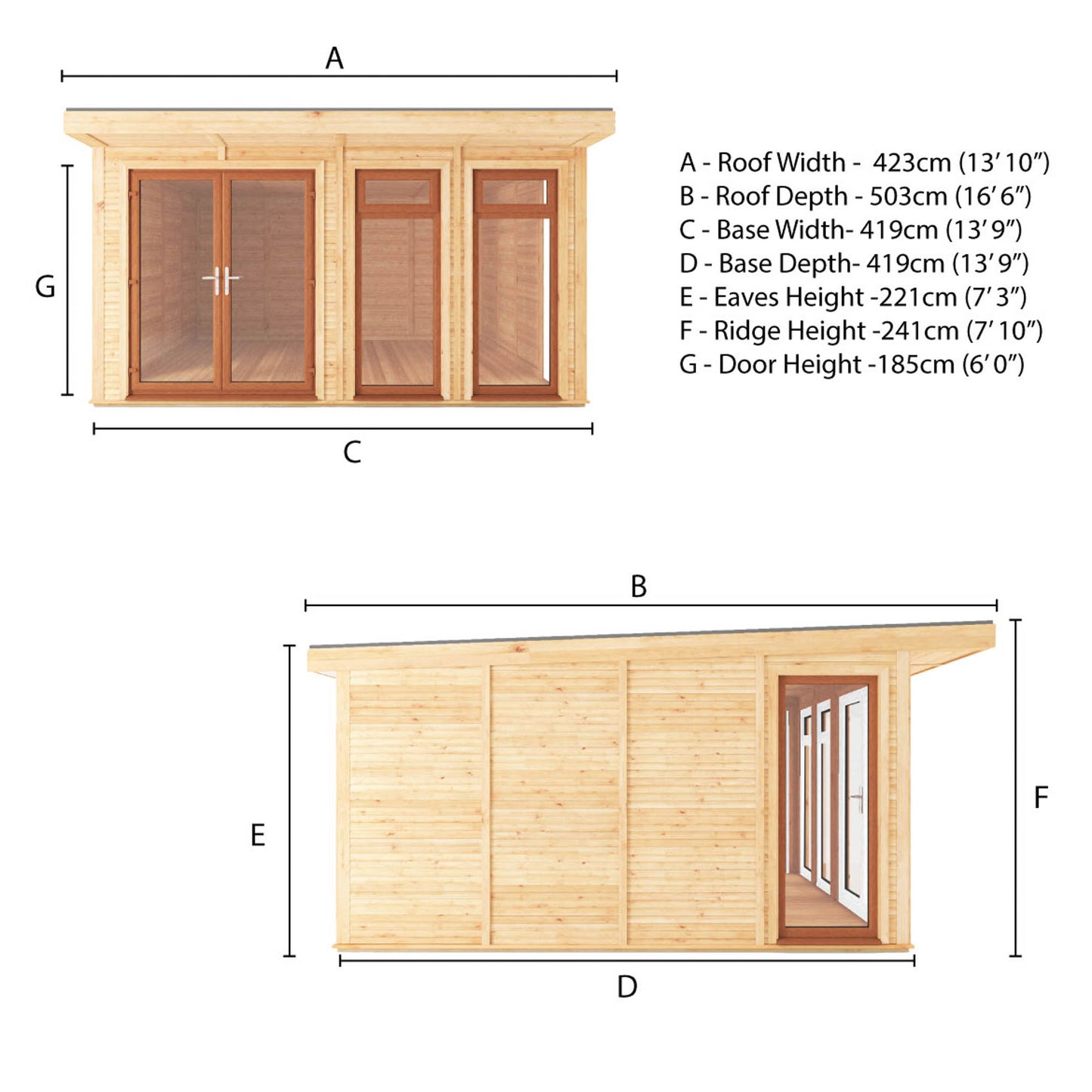 The Edwinstowe 4m x 4m Premium Insulated Garden Room with Oak UPVC