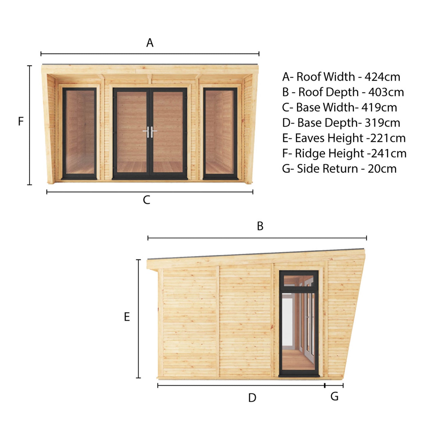 The Harlow 4m x 3m Premium Insulated Garden Room with Anthracite UPVC