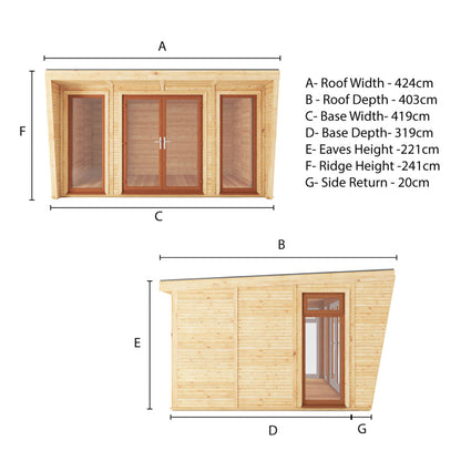 The Harlow 4m x 3m Premium Insulated Garden Room with Oak UPVC