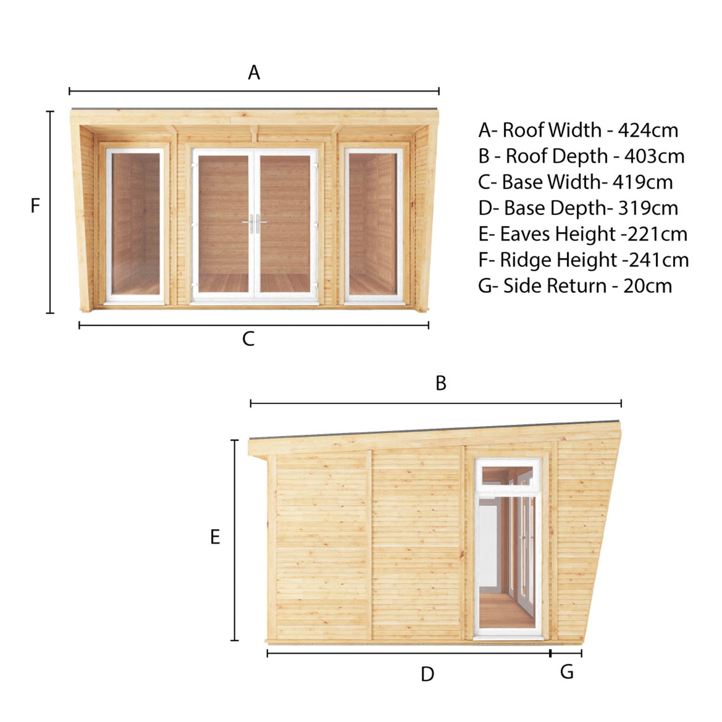 The Harlow 4m x 3m Premium Insulated Garden Room with White UPVC