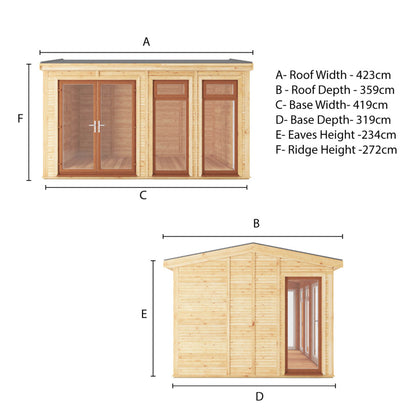 The Rufford 4m x 3m Premium Insulated Garden Room with Oak UPVC