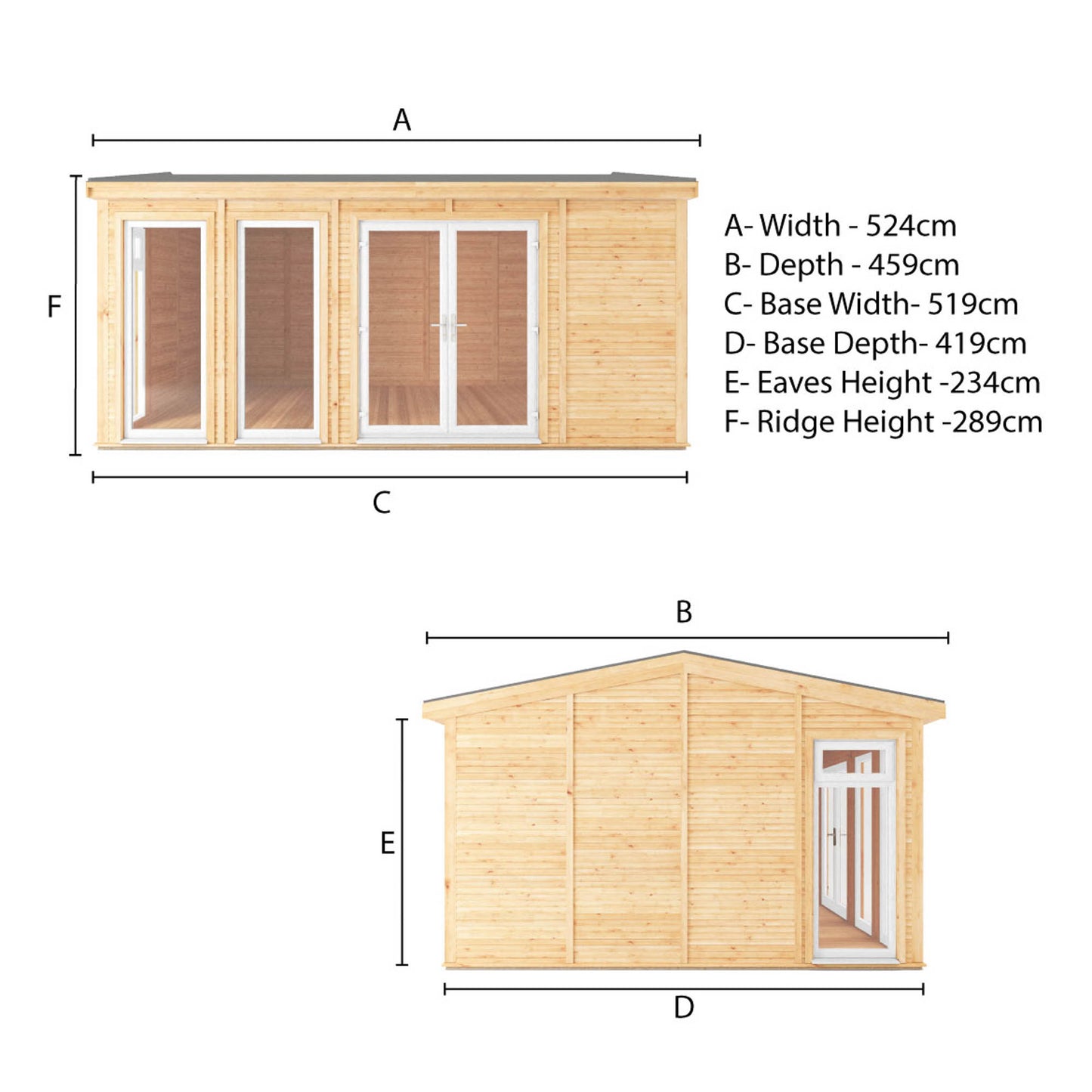 The Rufford 5m x 4m Premium Insulated Garden Room with White UPVC