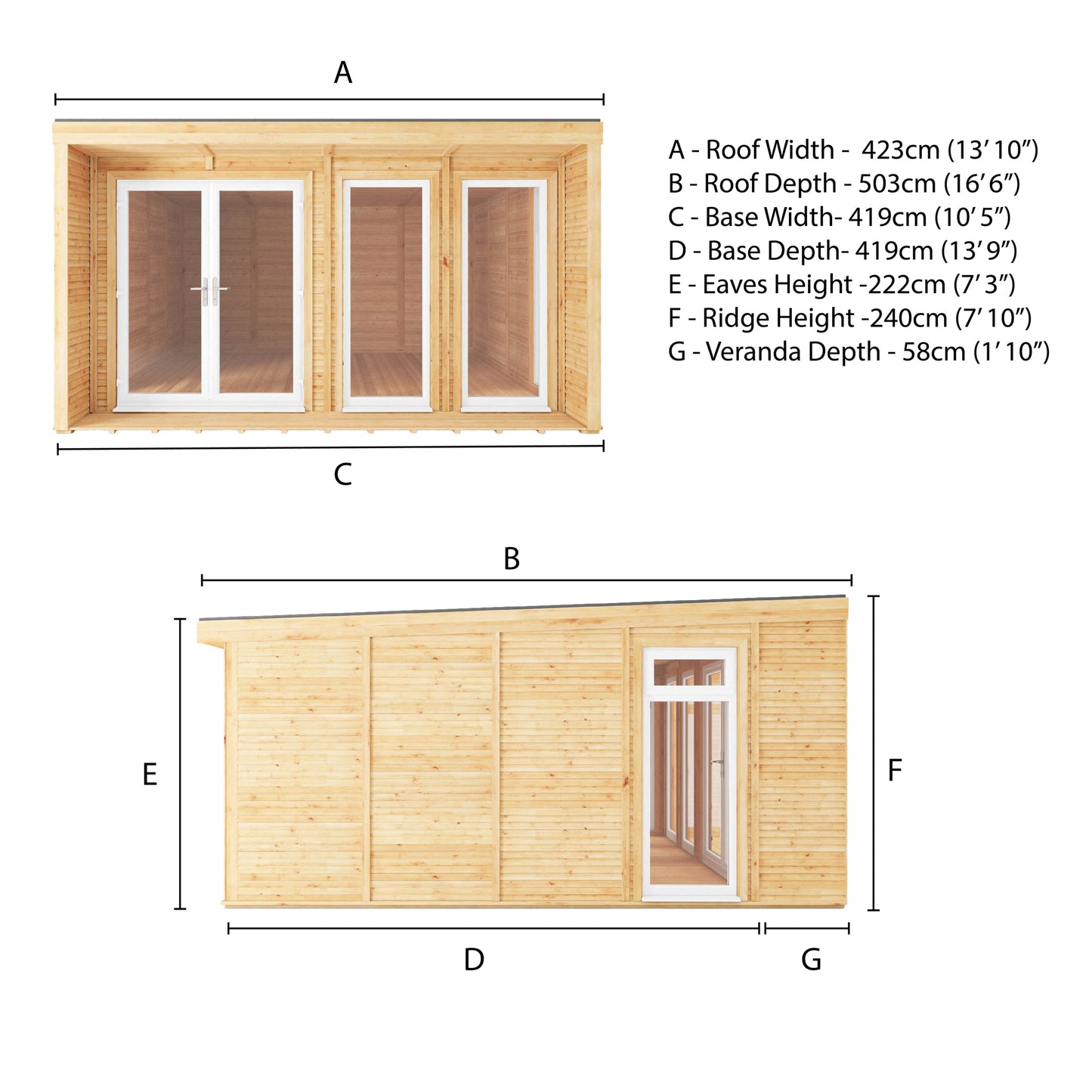 The Creswell 4m x 4m Premium Insulated Garden Room with White UPVC