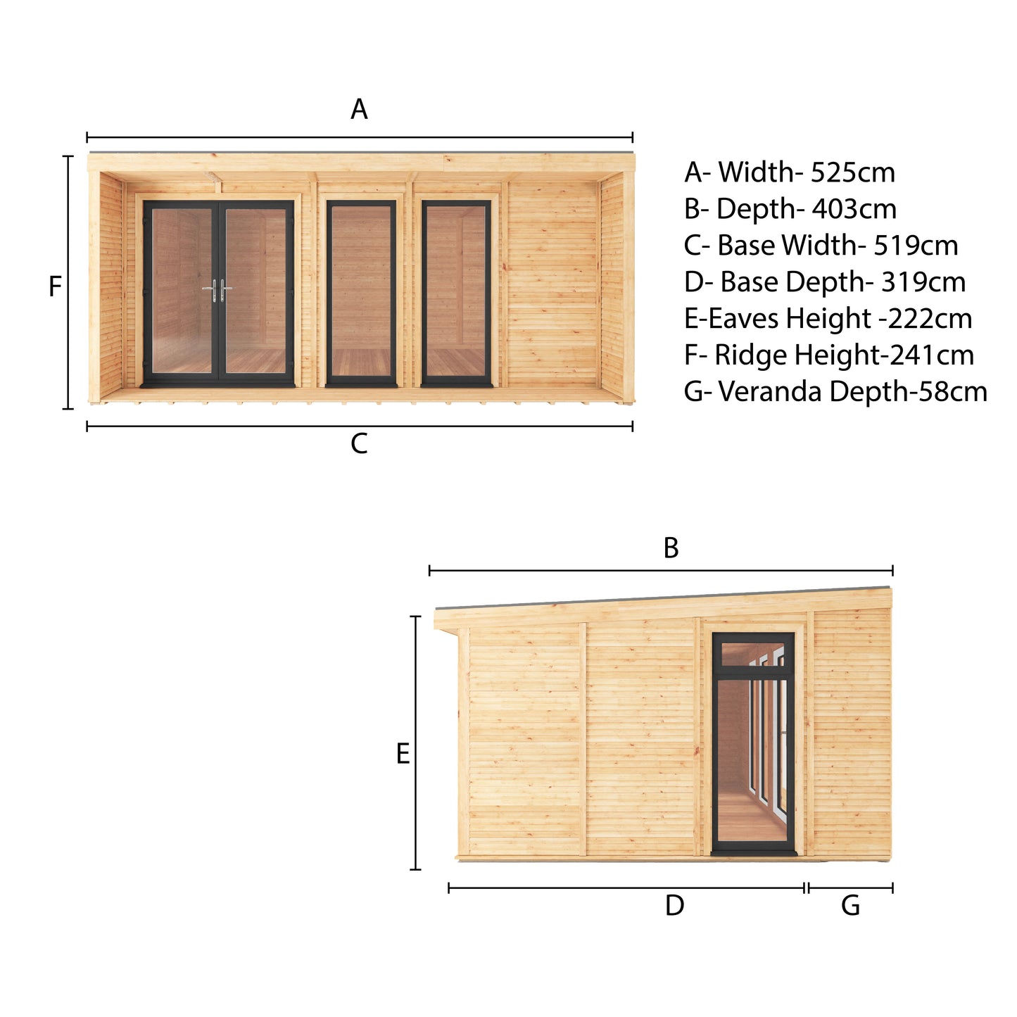 The Creswell 5m x 3m Premium Insulated Garden Room with Anthracite UPVC