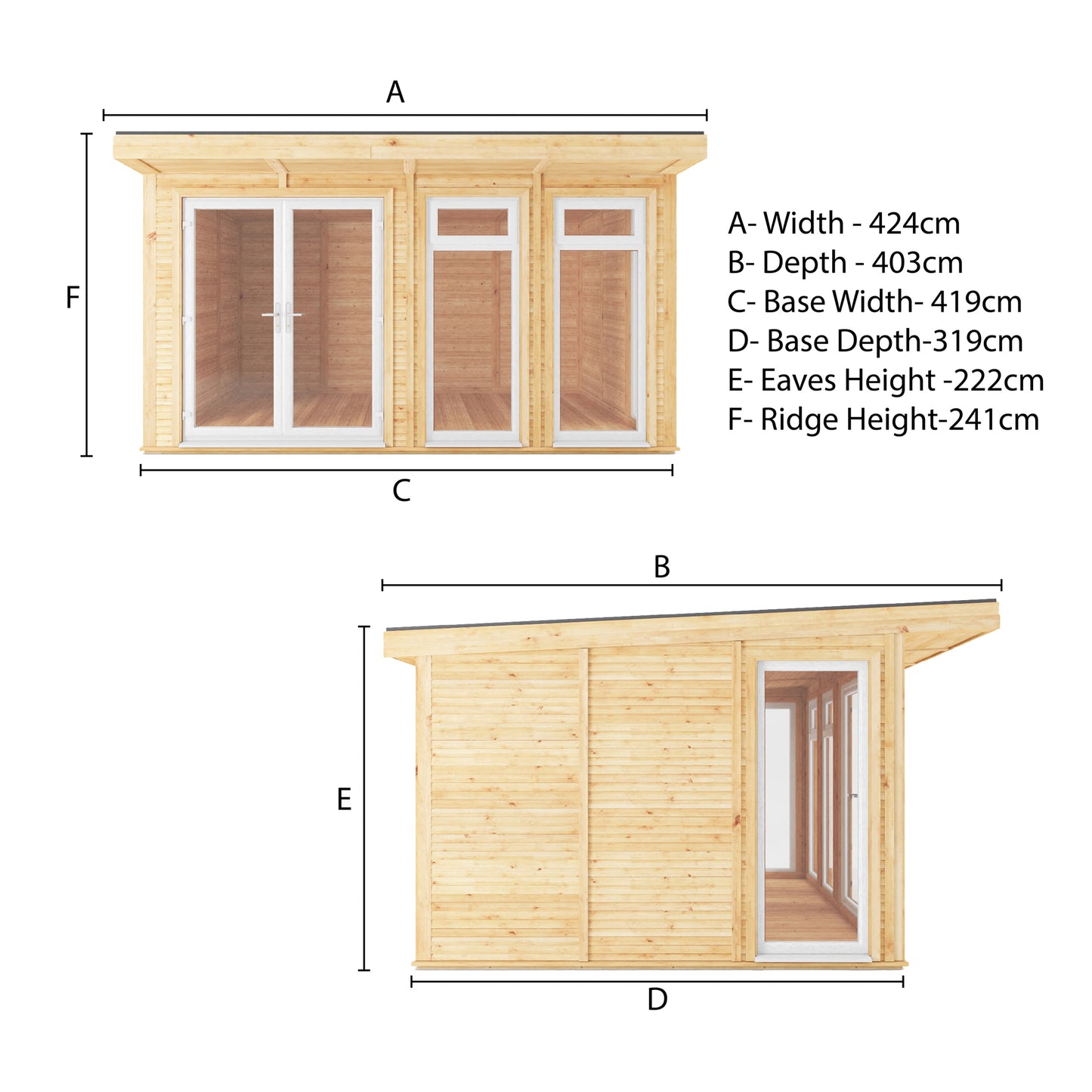 The Edwinstowe 4m x 3m Premium Insulated Garden Room with White UPVC