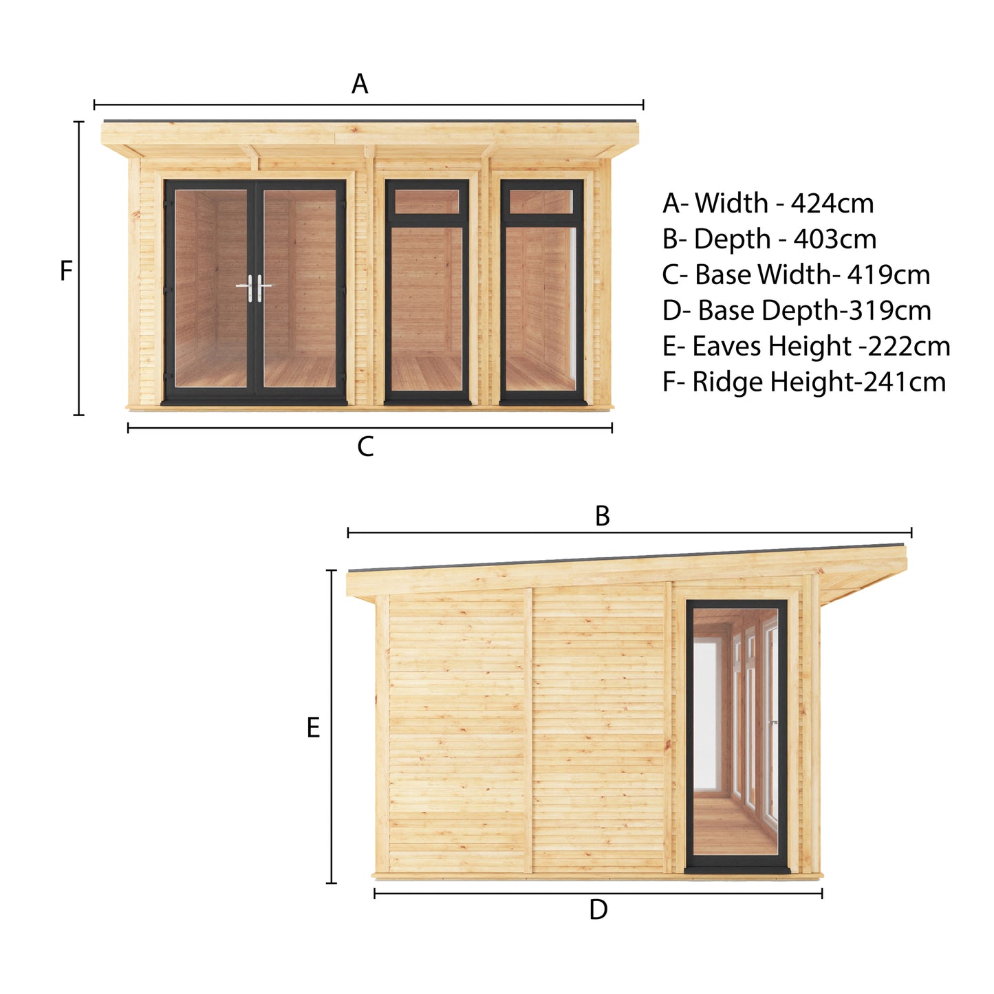 The Edwinstowe 4m x 3m Premium Insulated Garden Room with Anthracite UPVC