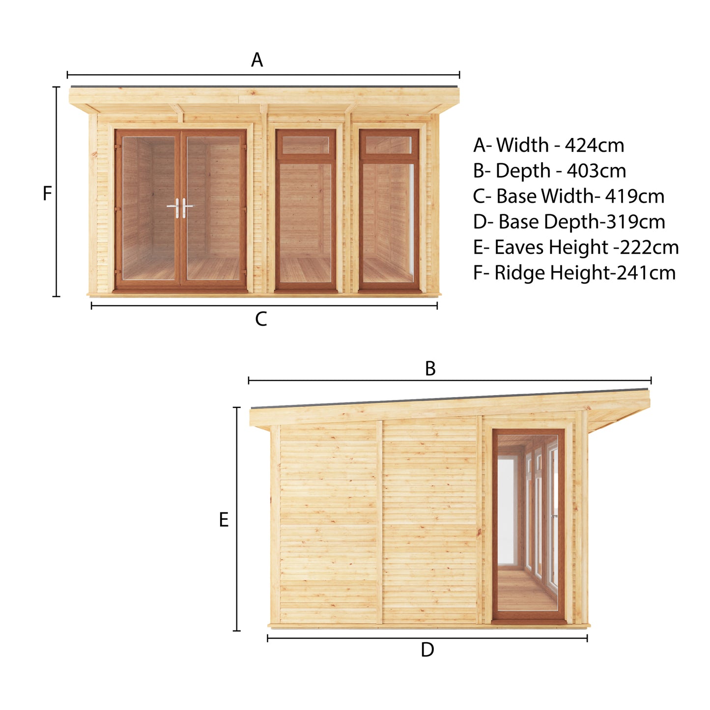 The Edwinstowe 4m x 3m Premium Insulated Garden Room with Oak UPVC