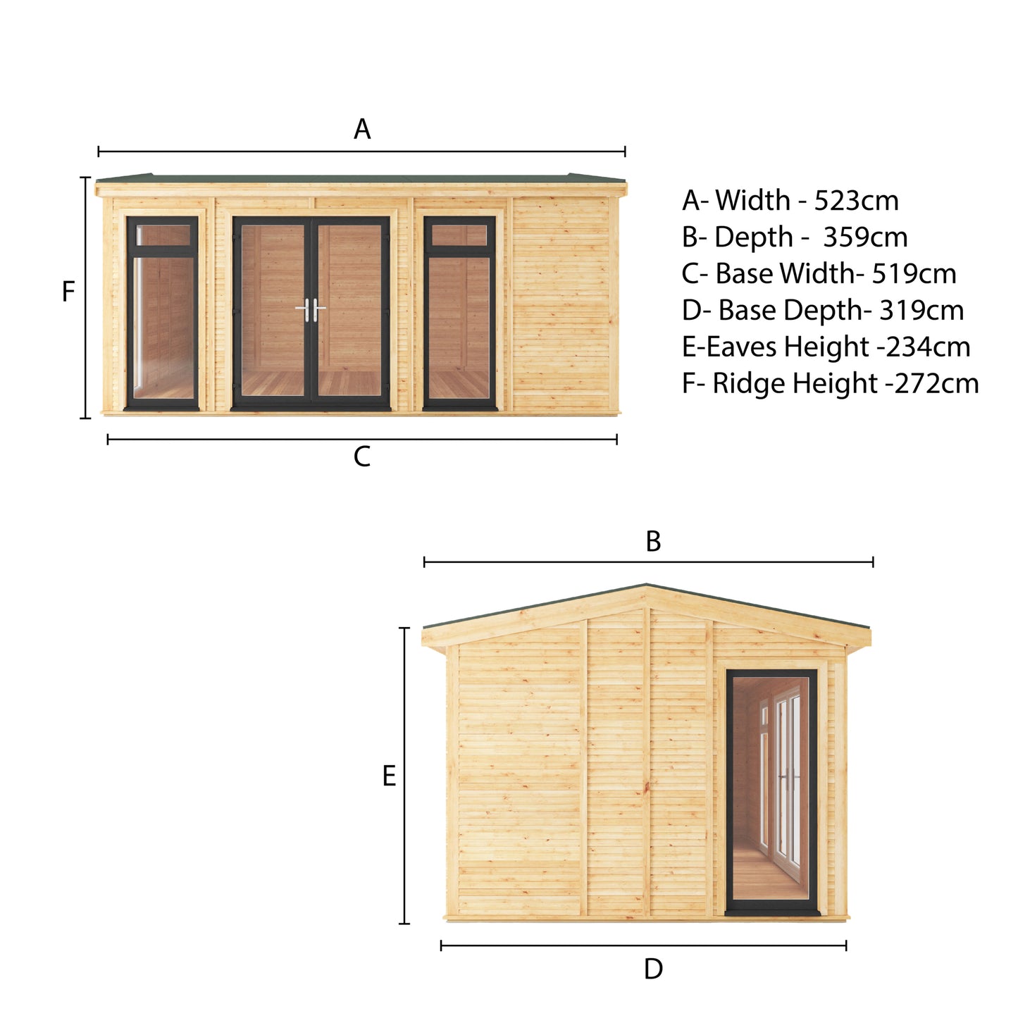 The Rufford 5m x 3m Premium Insulated Garden Room with Anthracite UPVC