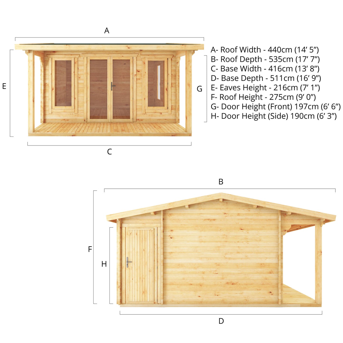 4 x 5m Starling Premium Log Cabin