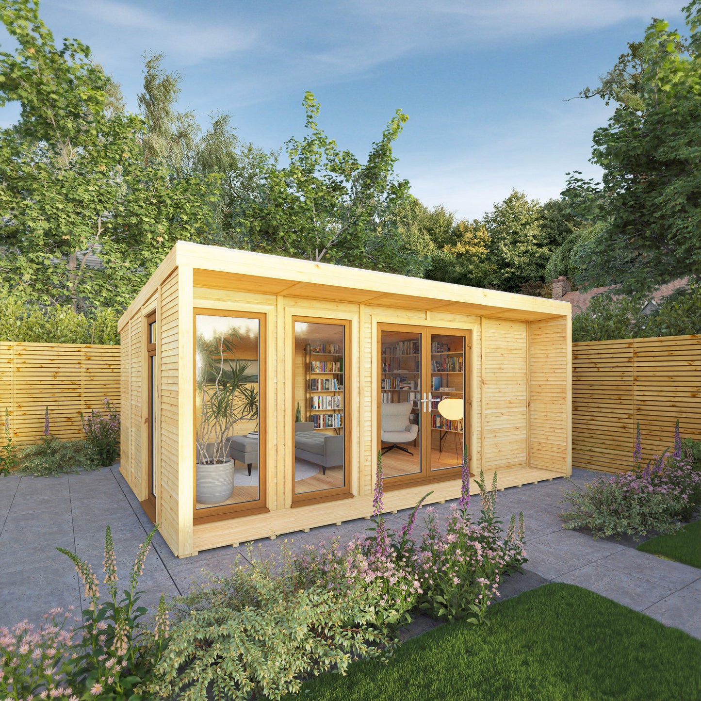 The Creswell 5m x 3m Premium Insulated Garden Room with Oak UPVC