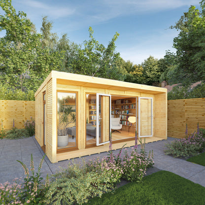 The Creswell 5m x 3m Premium Insulated Garden Room with Oak UPVC