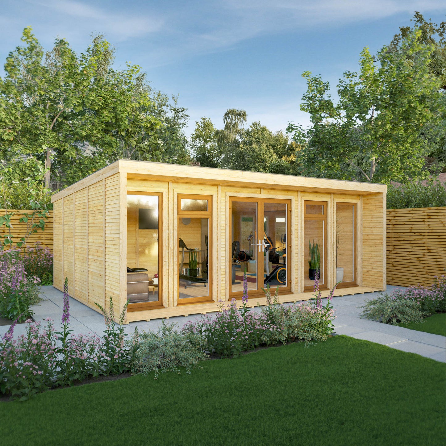 The Creswell 6m x 4m Premium Insulated Garden Room with Oak UPVC