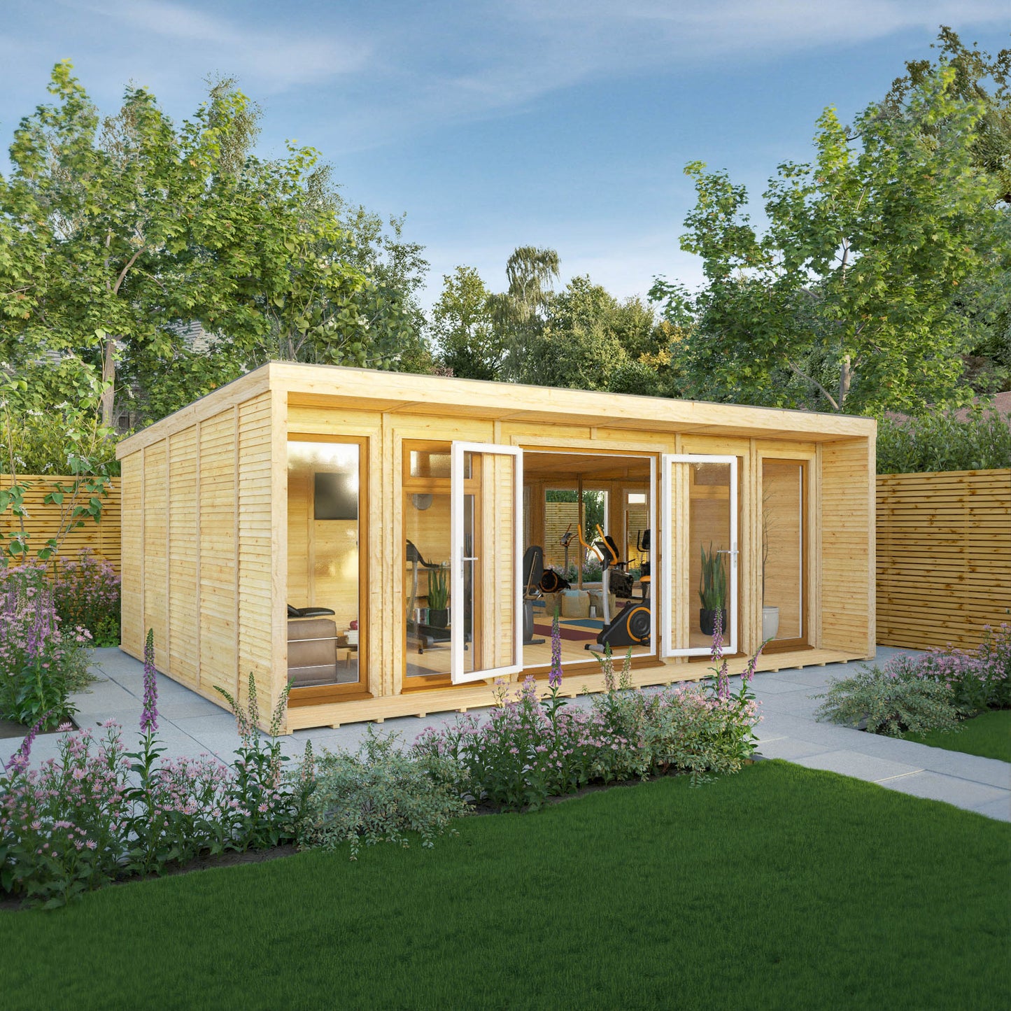 The Creswell 6m x 4m Premium Insulated Garden Room with Oak UPVC