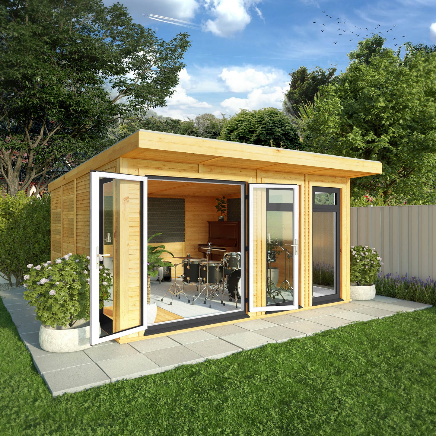 The Edwinstowe 4m x 4m Premium Insulated Garden Room with Anthracite UPVC