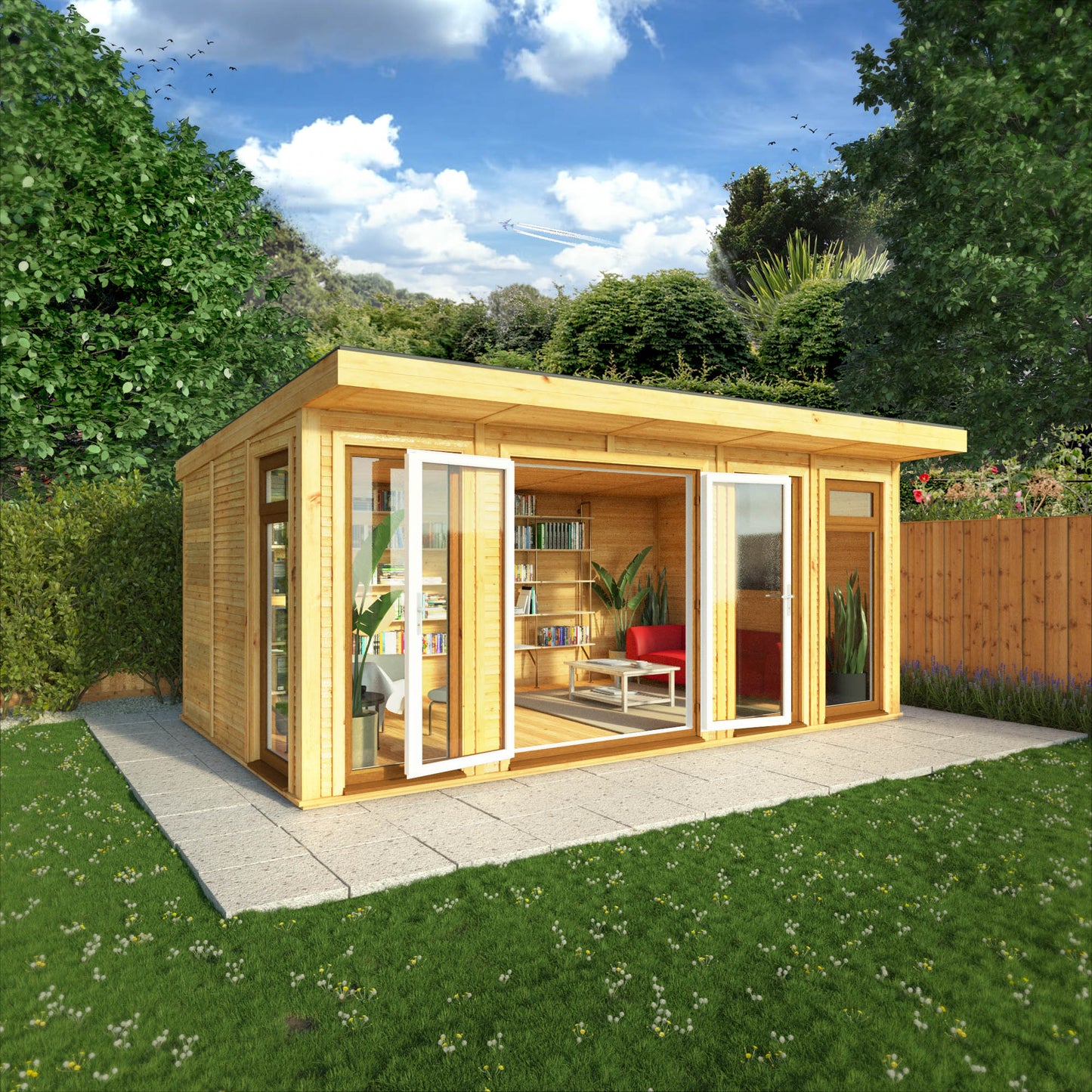 The Edwinstowe 5m x 3m Premium Insulated Garden Room with Oak UPVC