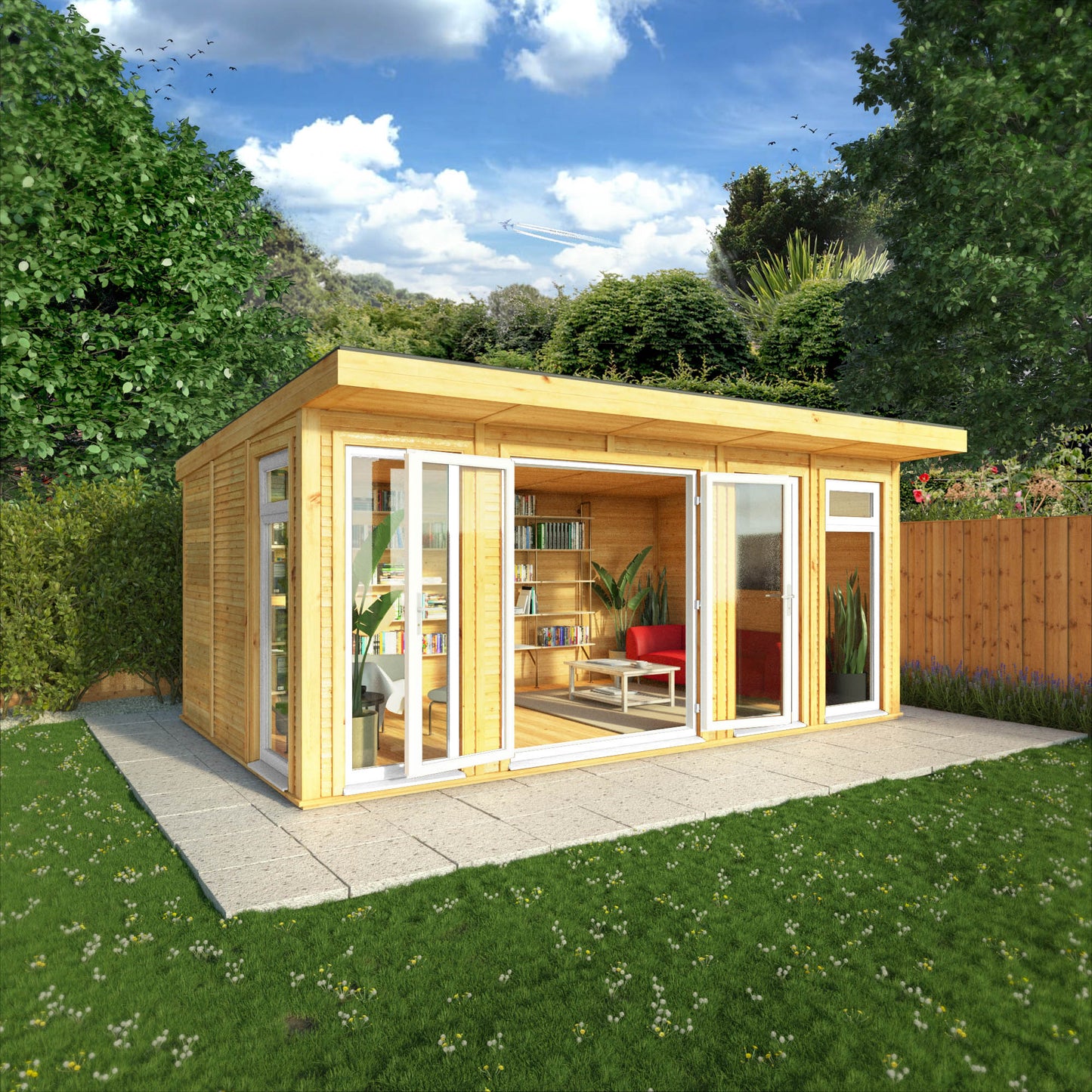 The Edwinstowe 5m x 3m Premium Insulated Garden Room with White UPVC