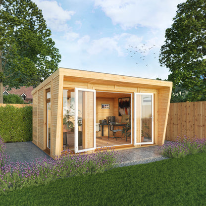 The Harlow 4m x 3m Premium Insulated Garden Room with Oak UPVC