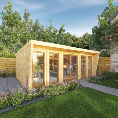 The Harlow 6m x 4m Premium Insulated Garden Room with Oak UPVC