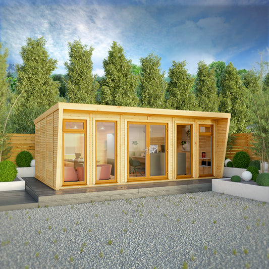 The Harlow 6m x 3m Premium Insulated Garden Room with Oak UPVC