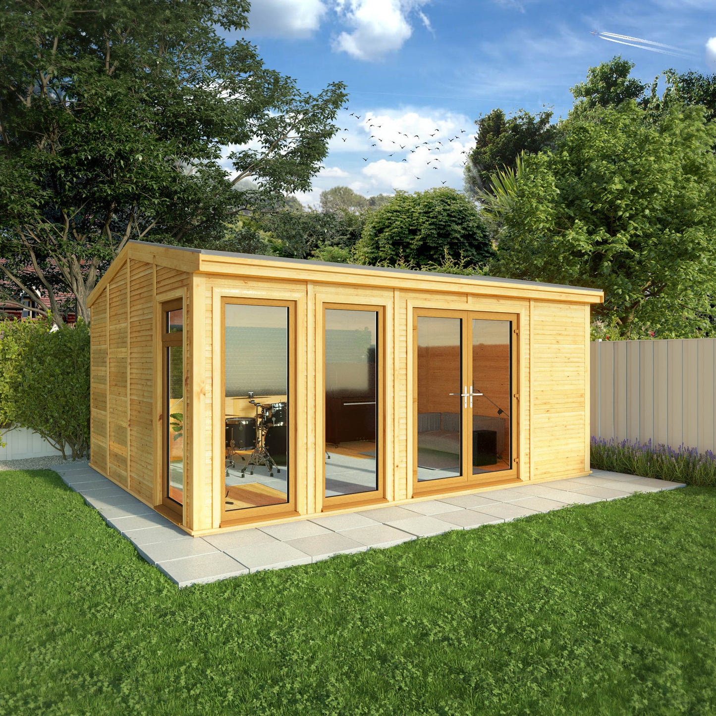 The Rufford 5m x 4m Premium Insulated Garden Room with Oak UPVC