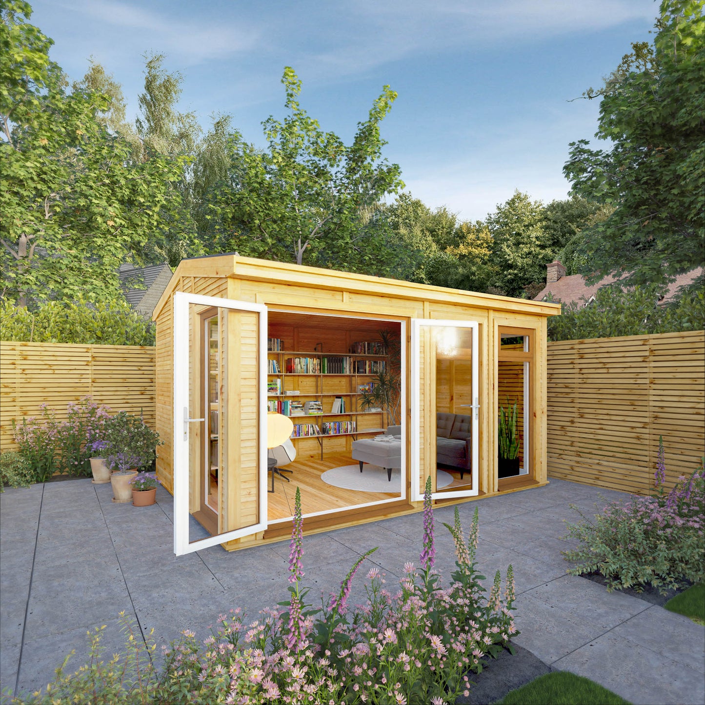 The Rufford 4m x 3m Premium Insulated Garden Room with Oak UPVC