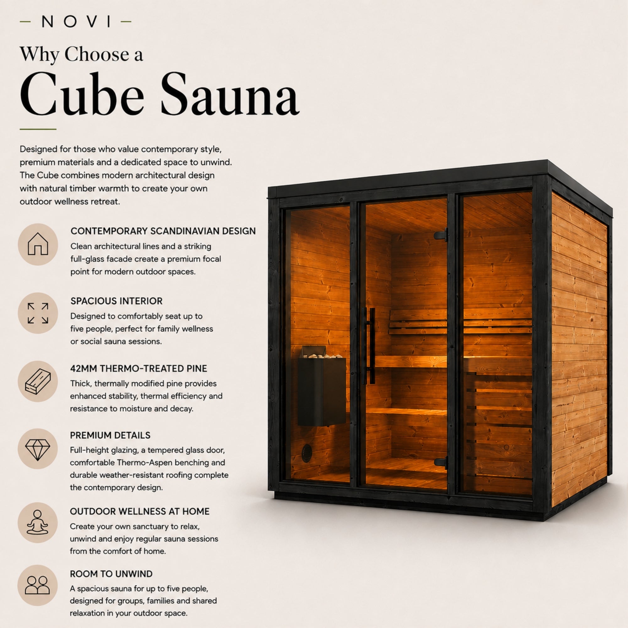 why choose a cube sauna infographic
