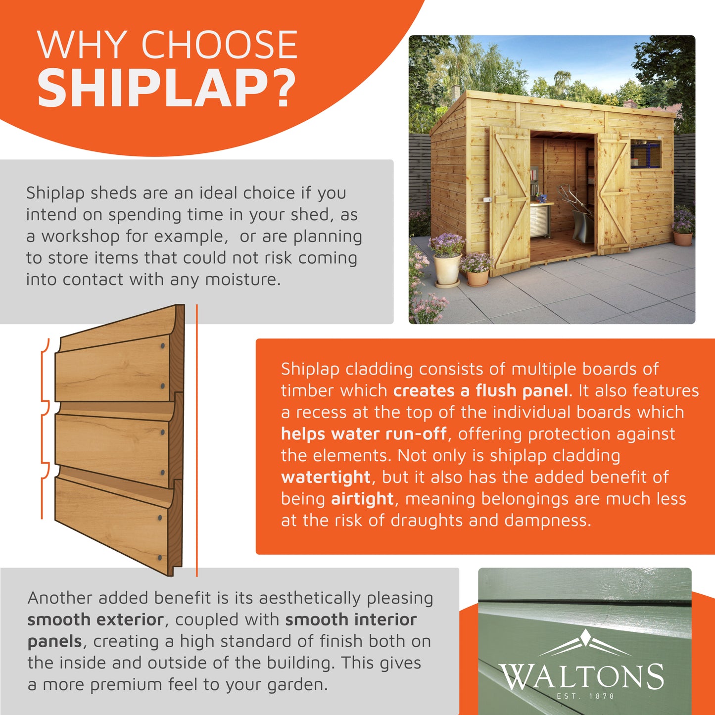 8 x 6 Shiplap Single Door Potting Shed Wooden Greenhouse