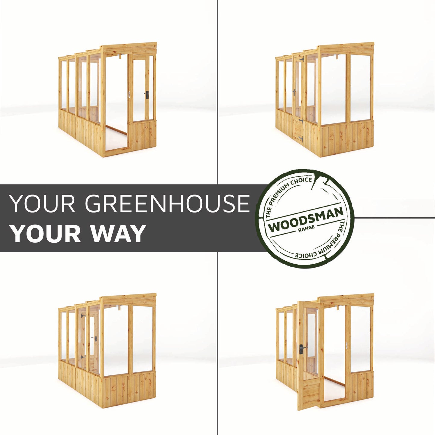 8 x 4 Woodsman Pent Lean-To Glass Greenhouse