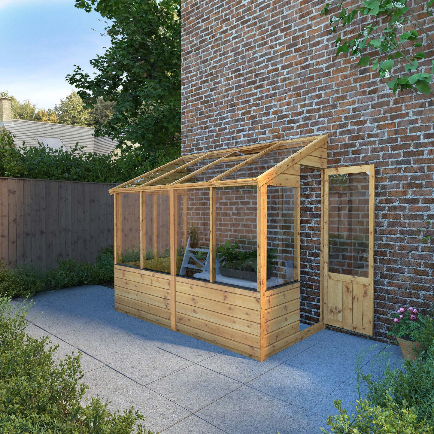 8 x 4 Evesham Lean-to Pent Wooden Greenhouse