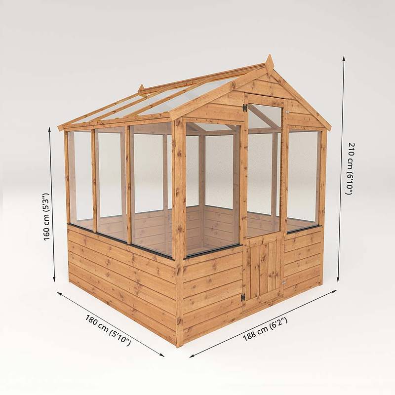 Refurbished Castle Green 6 x 6 Evesham Wooden Greenhouse