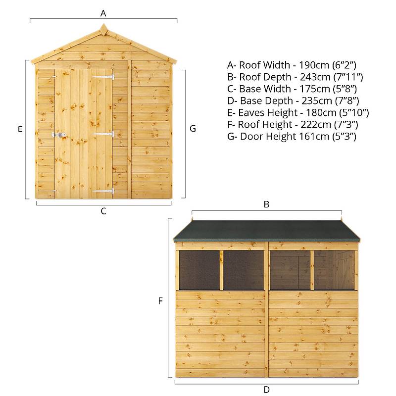 Refurbished 8 x 6 Shiplap Apex Wooden Shed