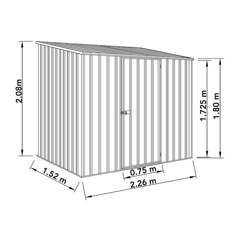 Absco Space Saver 7' 5 x 5 Eucalyptus Pent Metal Shed